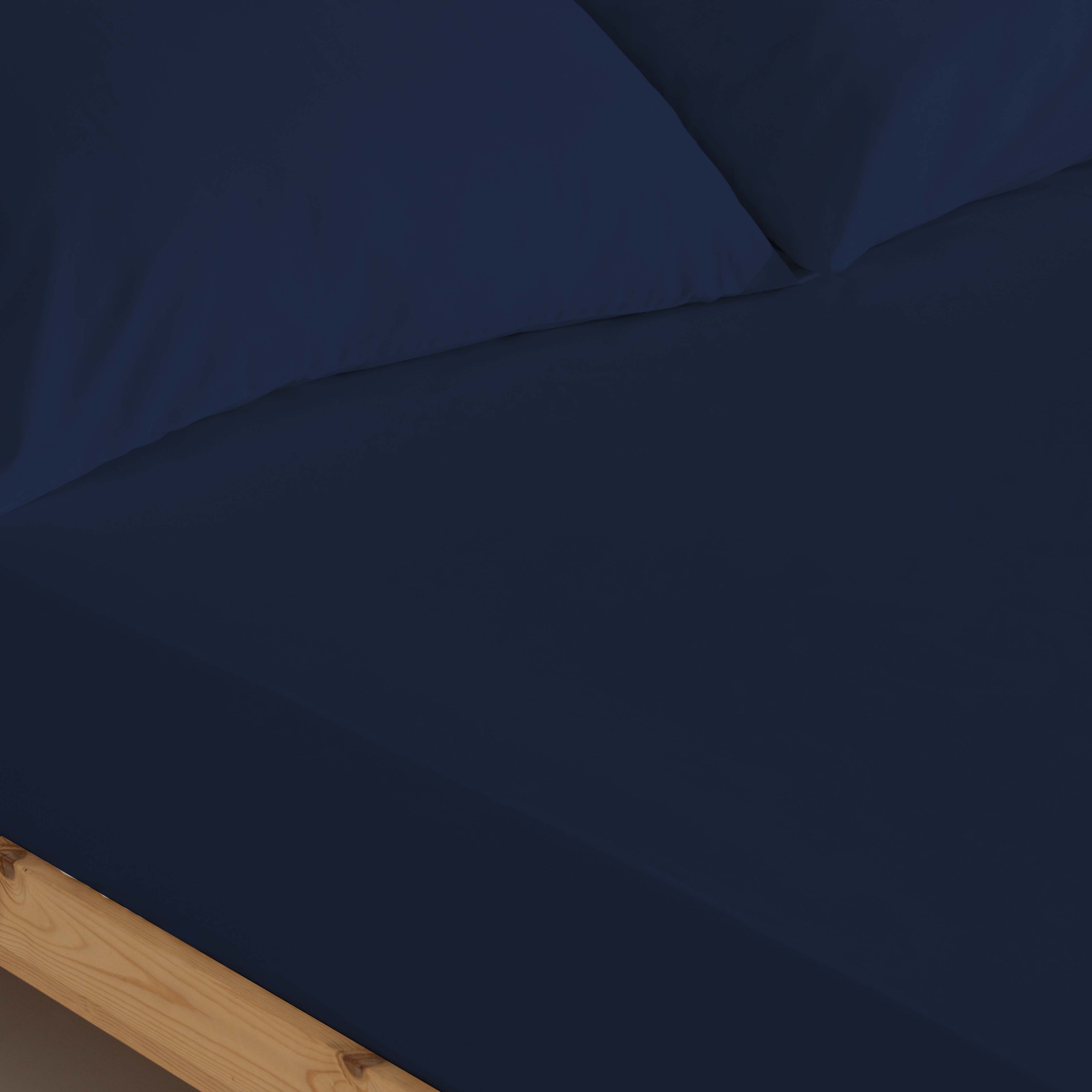 Fitted sheet Lisa Navy percale 200 threads