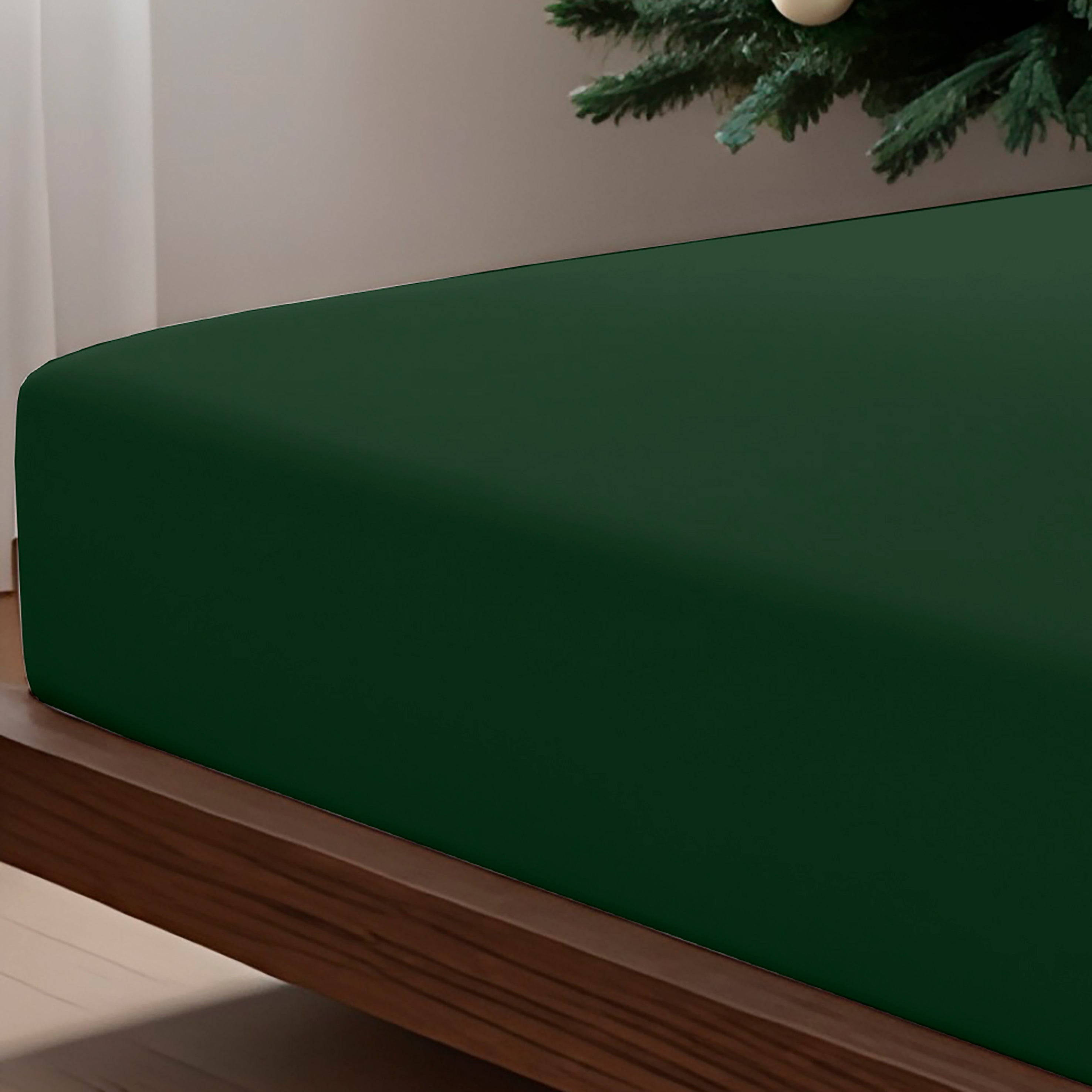 Drap-housse uni vert 100% coton