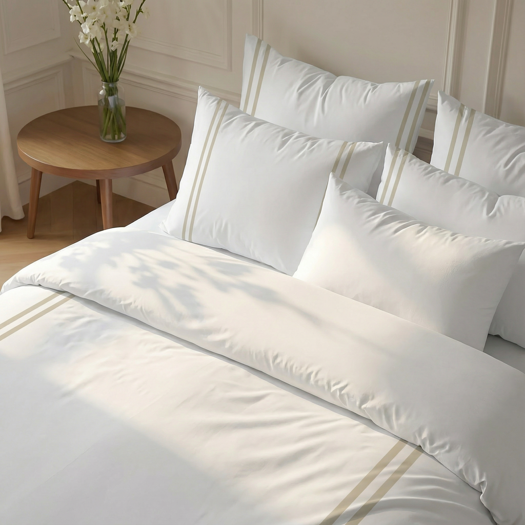 Housse de couette Oliva Beige percale 200 fils