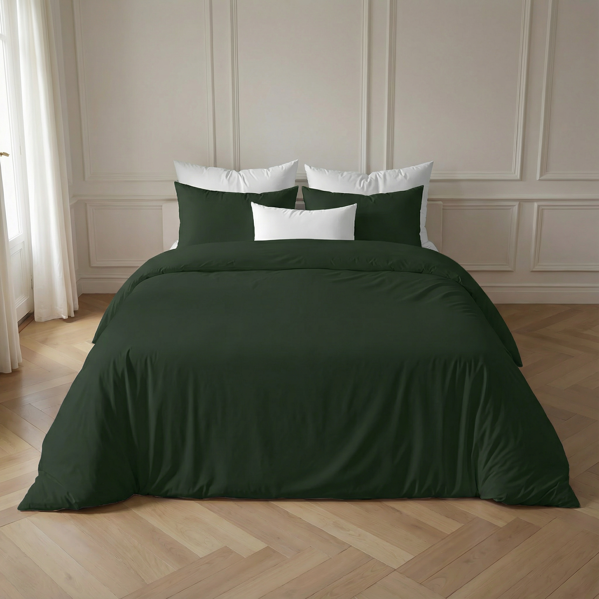 Dark Green Percale Duvet Cover 200 Thread Count