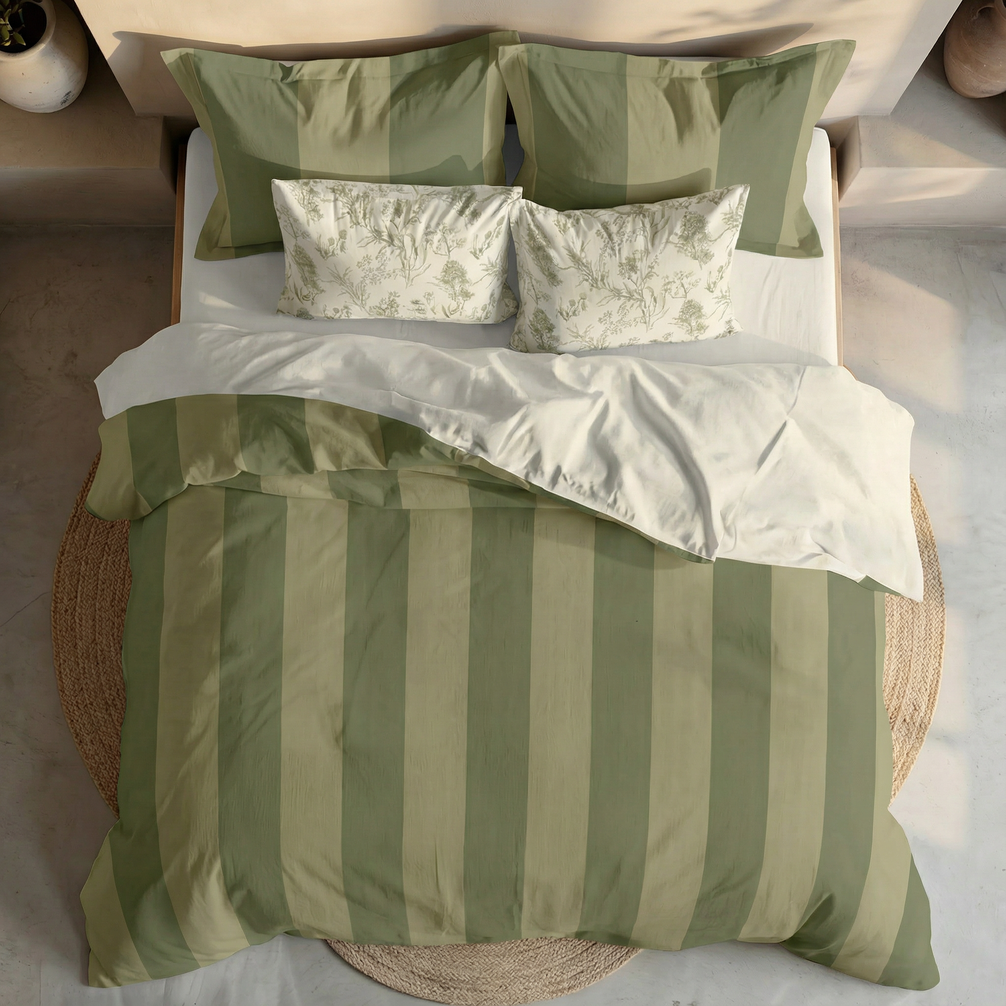 Romani Green percale duvet cover 200 thread count
