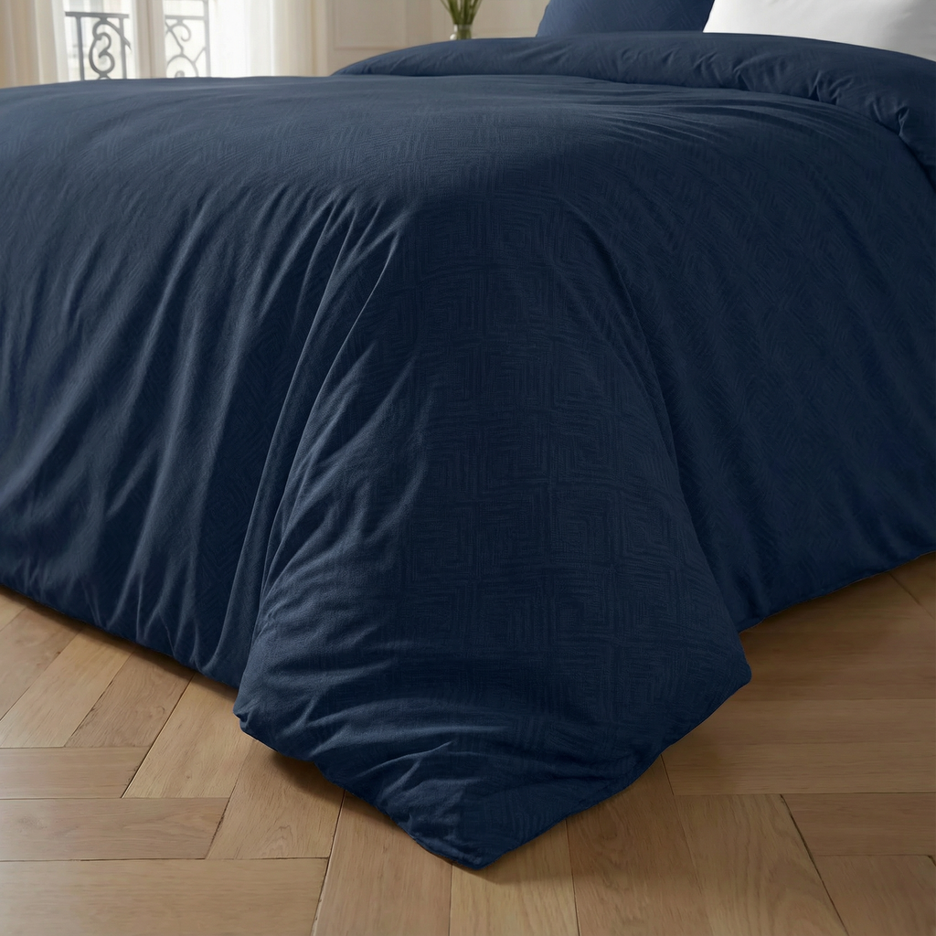 Housse de couette en percale bleu marine, 200 fils au pouce carré