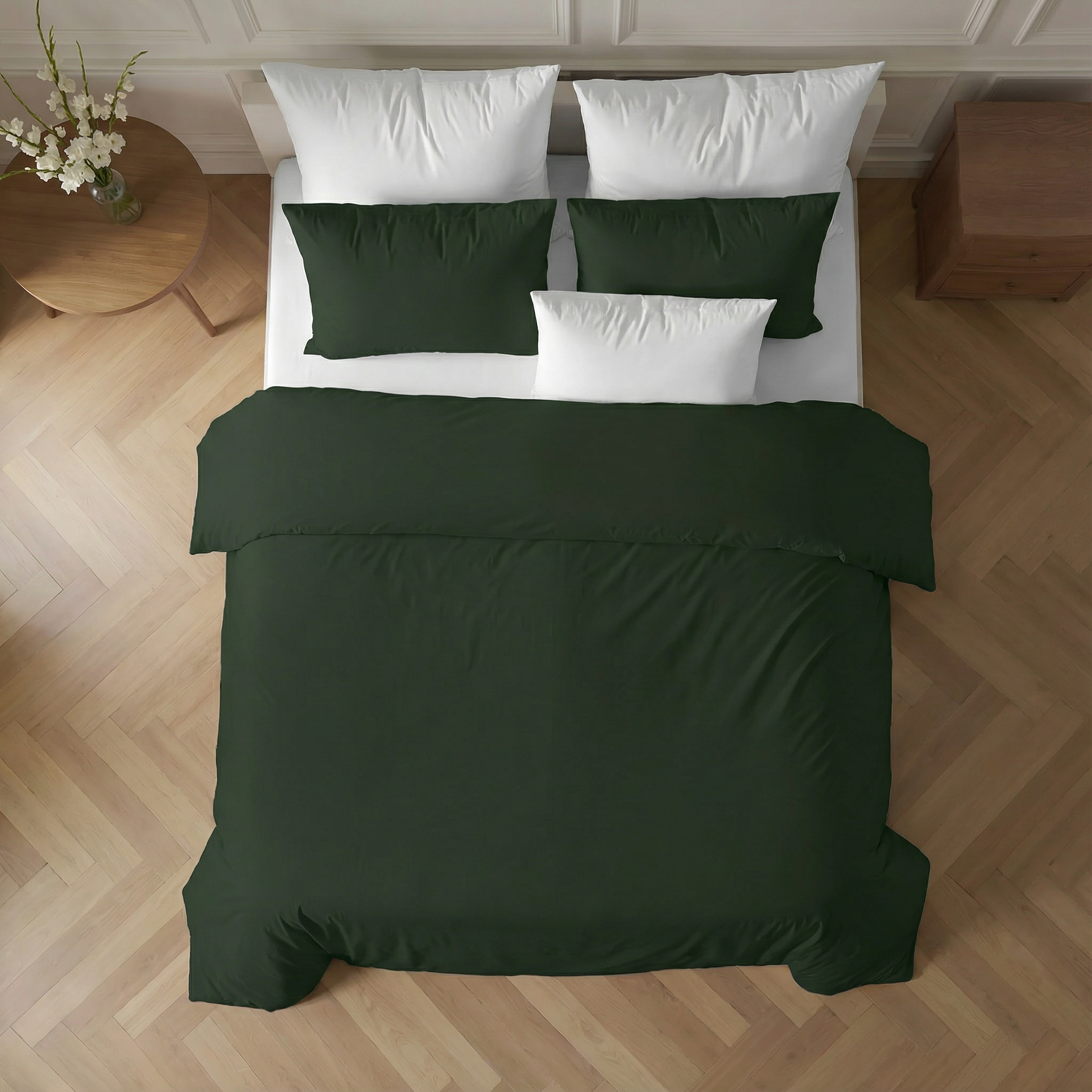 Dark Green Percale Duvet Cover 200 Thread Count