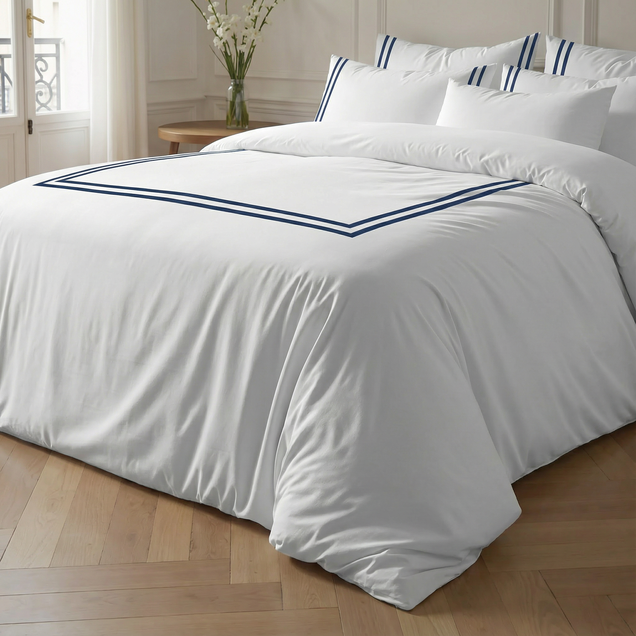 Funda nórdica Oliva Azul percal 200 hilos