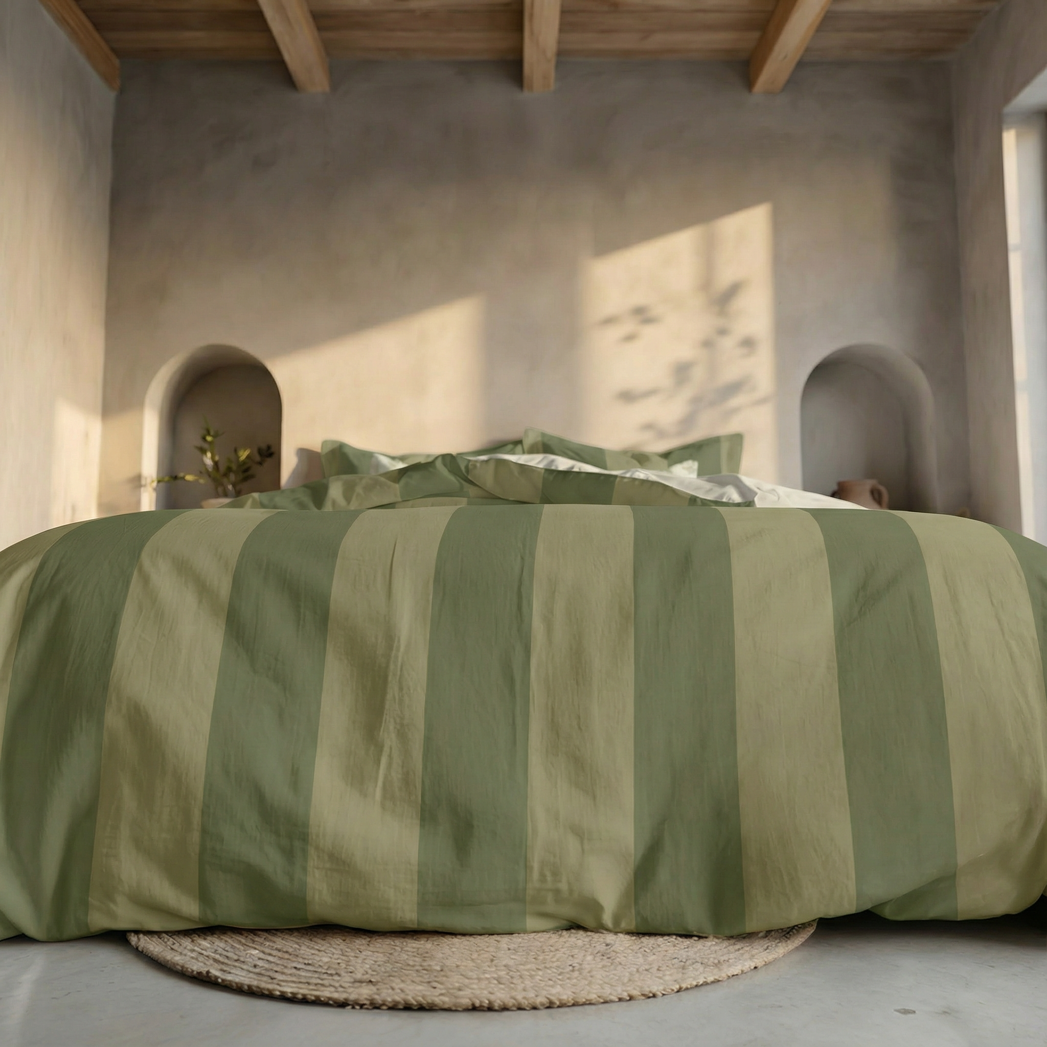 Romani Green percale duvet cover 200 thread count