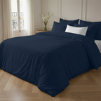 Housse de couette en percale bleu marine, 200 fils au pouce carré