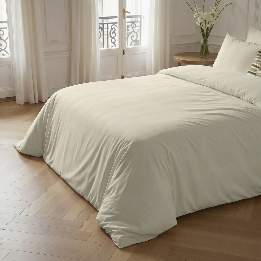 Housse de couette en percale 200 fils, naturelle