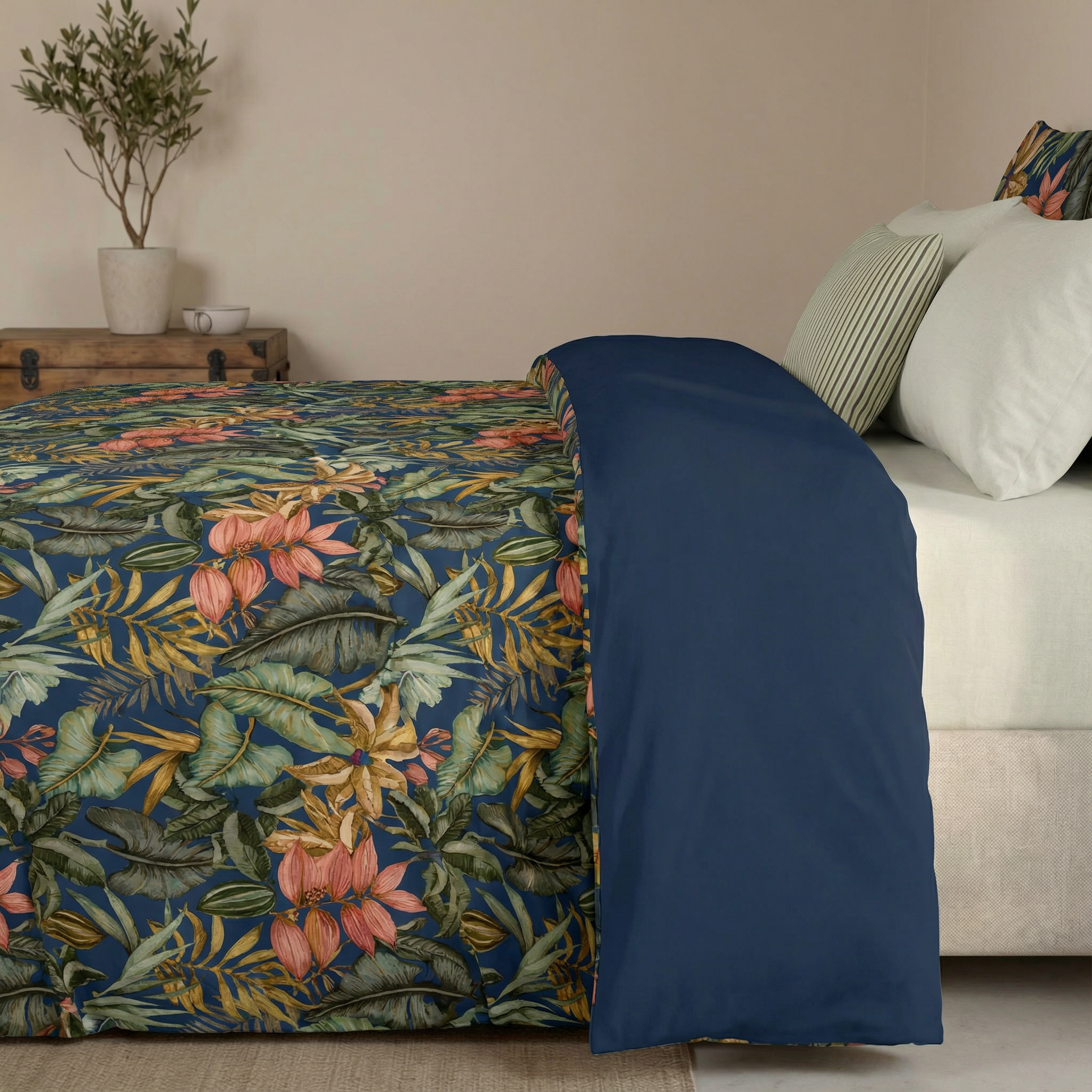 Housse de couette réversible Loriguilla en percale 200 fils/cm²