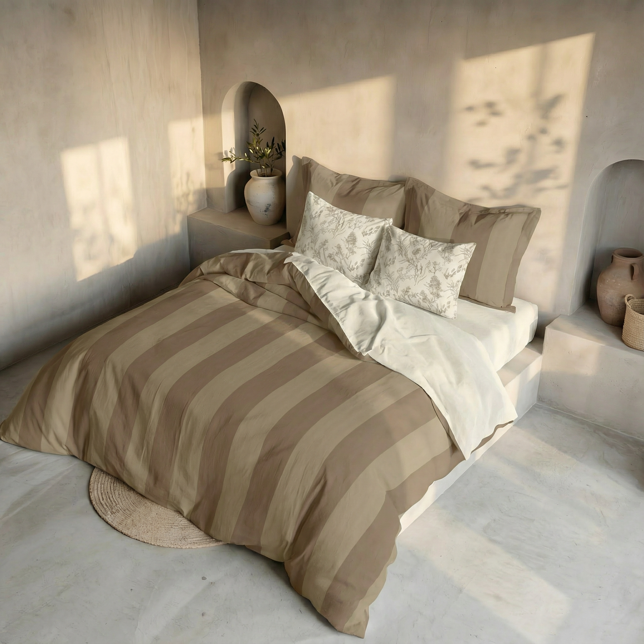 Romani Duvet Cover Brown Percale 200 Thread Count