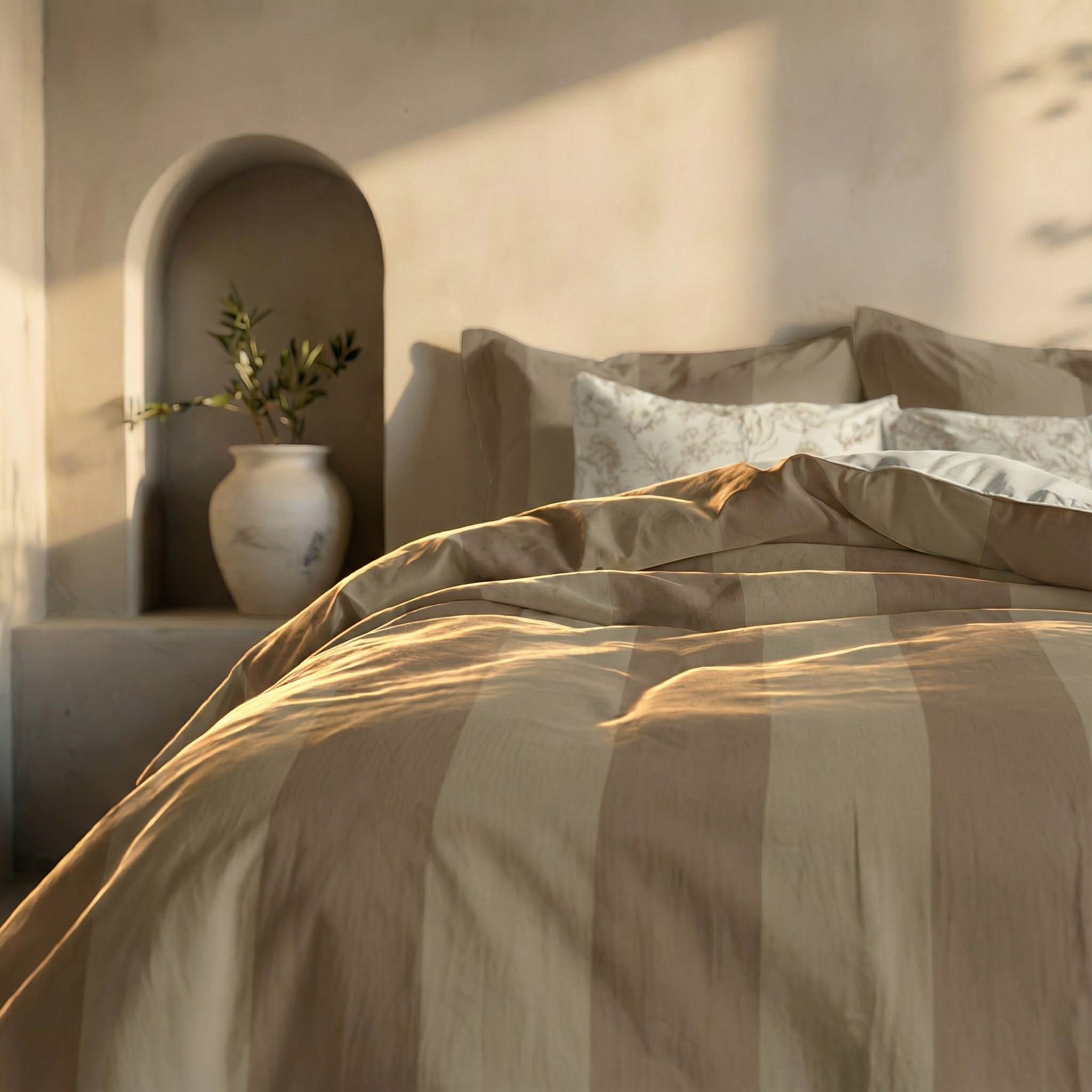 Romani Duvet Cover Brown Percale 200 Thread Count