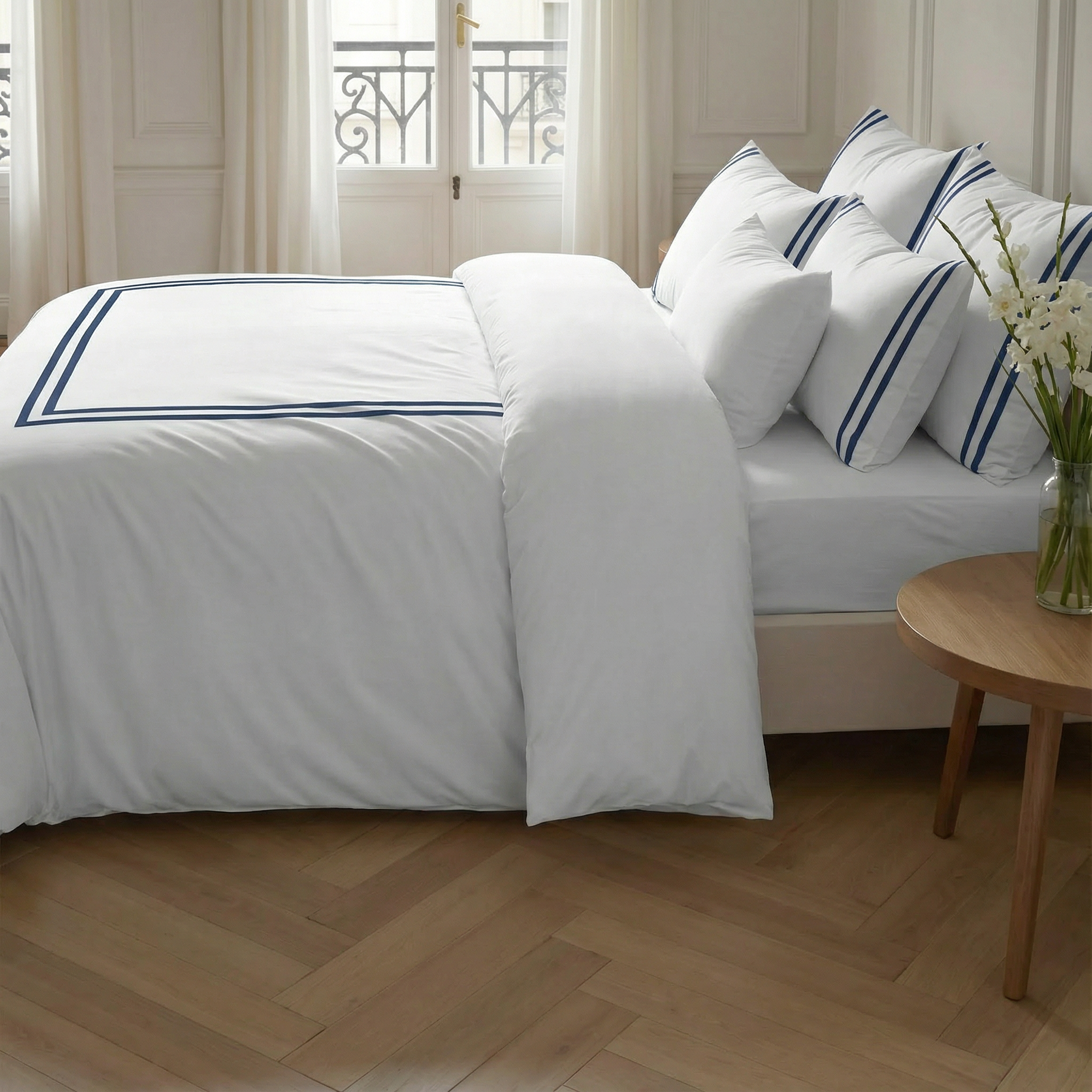 Funda nórdica Oliva Azul percal 200 hilos