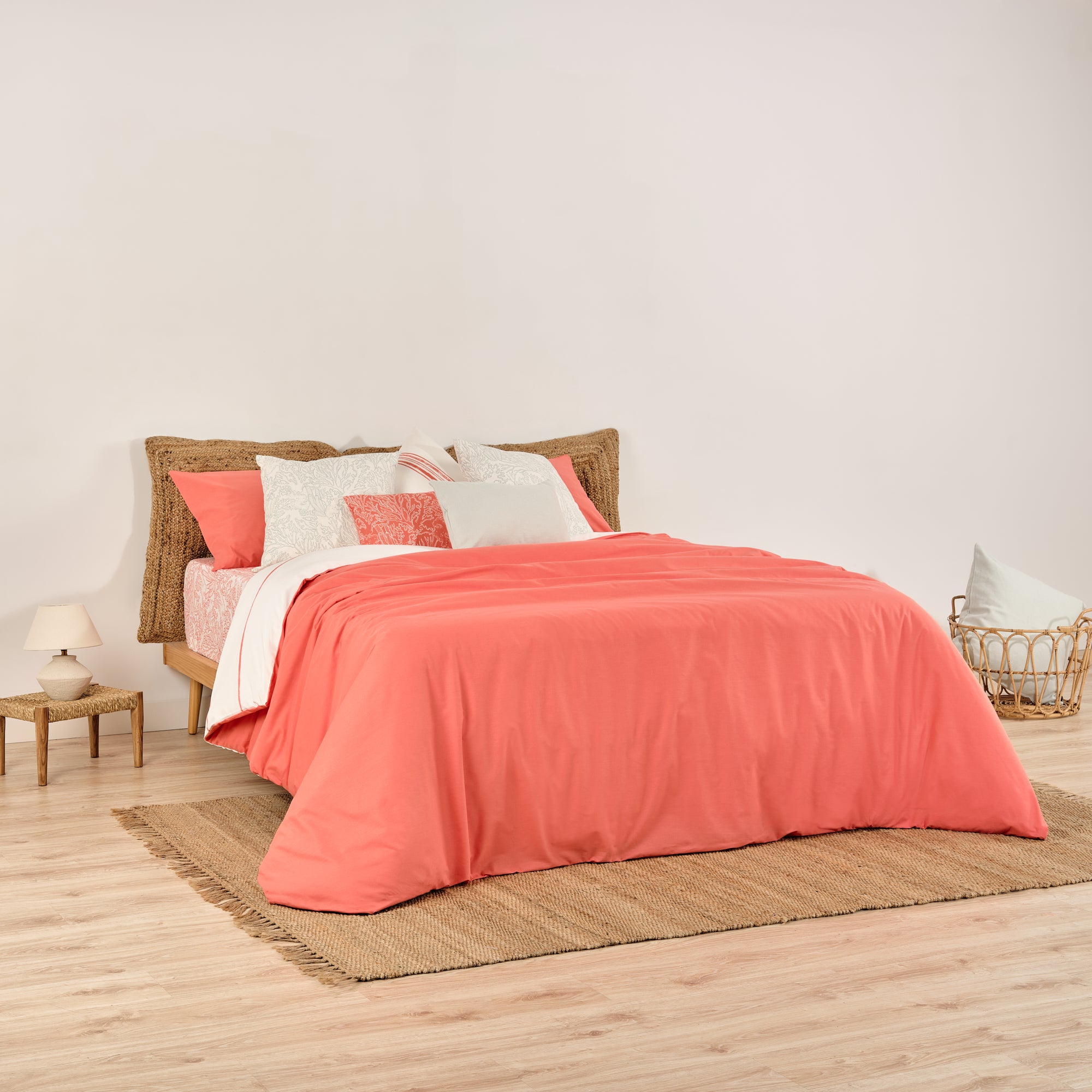 Funda nórdica reversible popelín 200 hilos Coral-Ibiza Coral