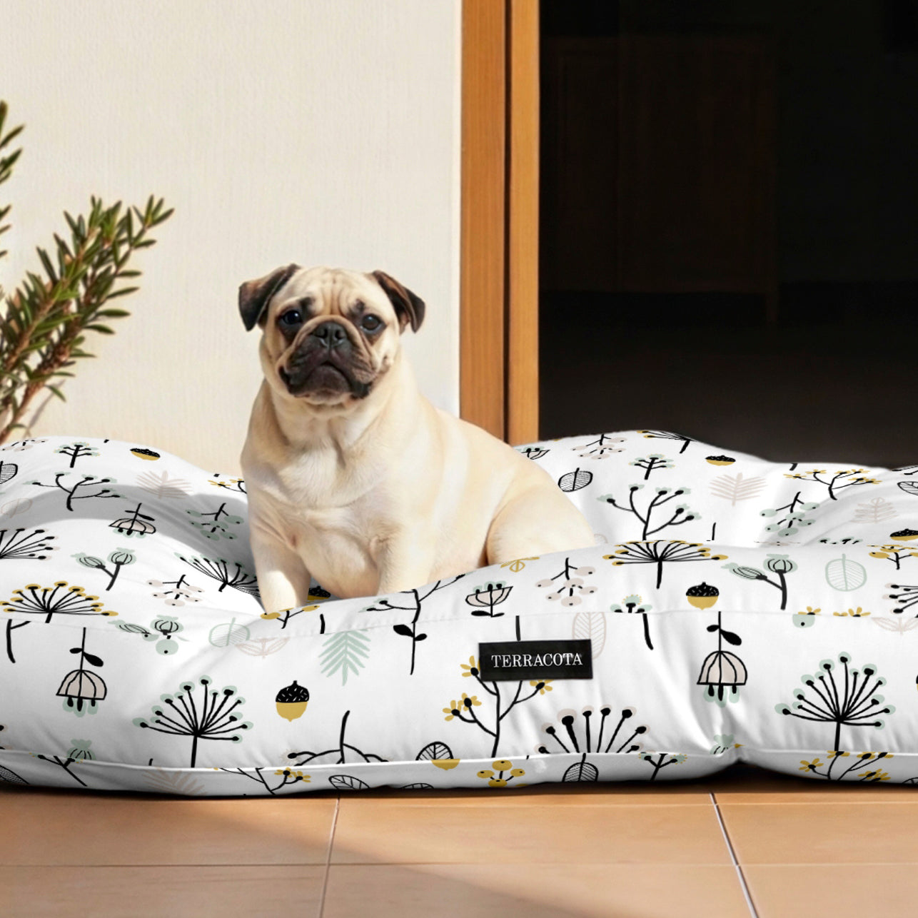 Cama para perros y gatos gruesa y acolchada 100% algodón antimanchas para mascotas Santorini Red