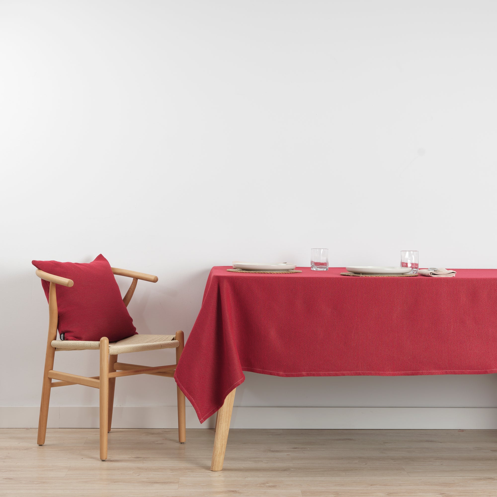 Mantel antimanchas premium jacquard Liso Rojo