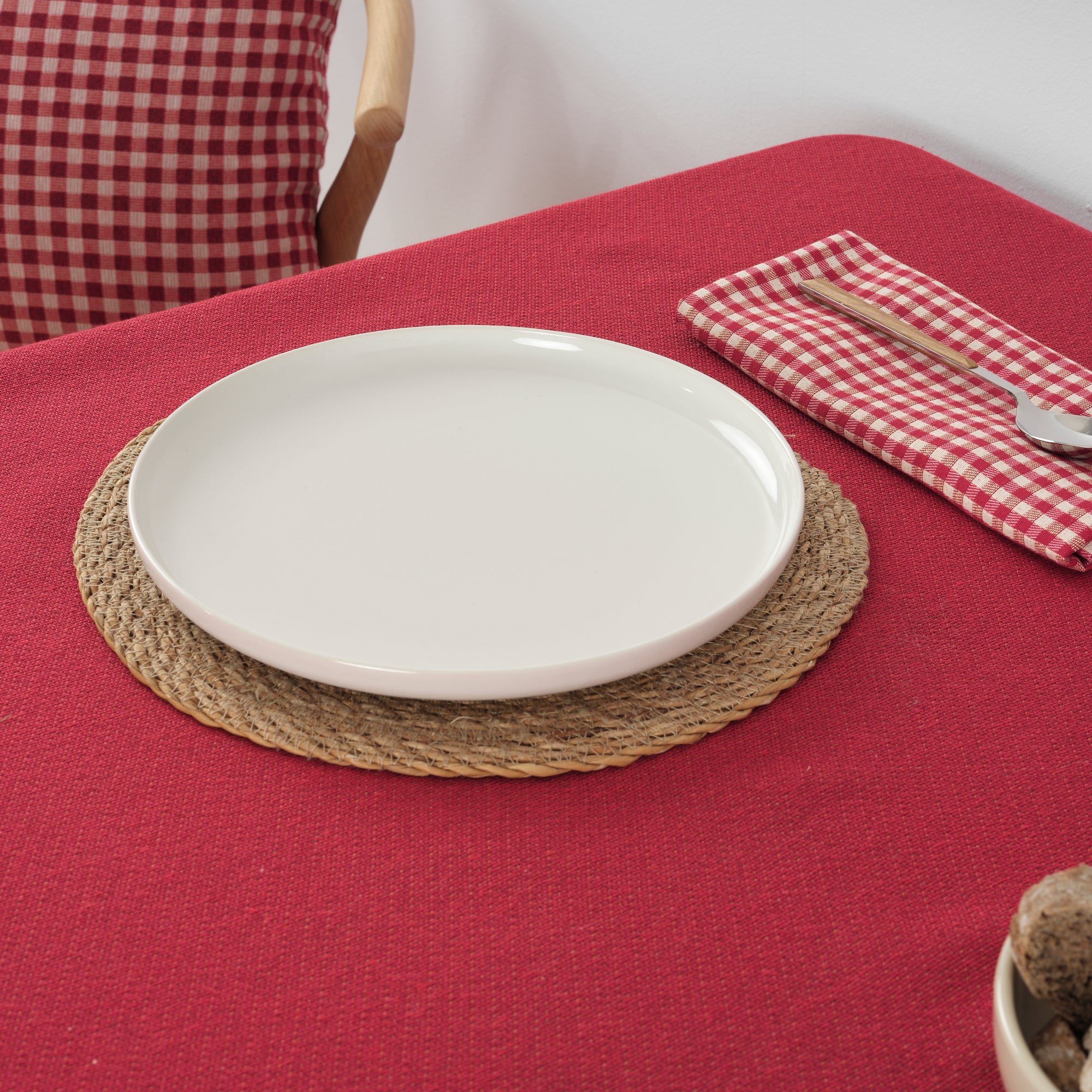 Mantel antimanchas premium jacquard Liso Rojo