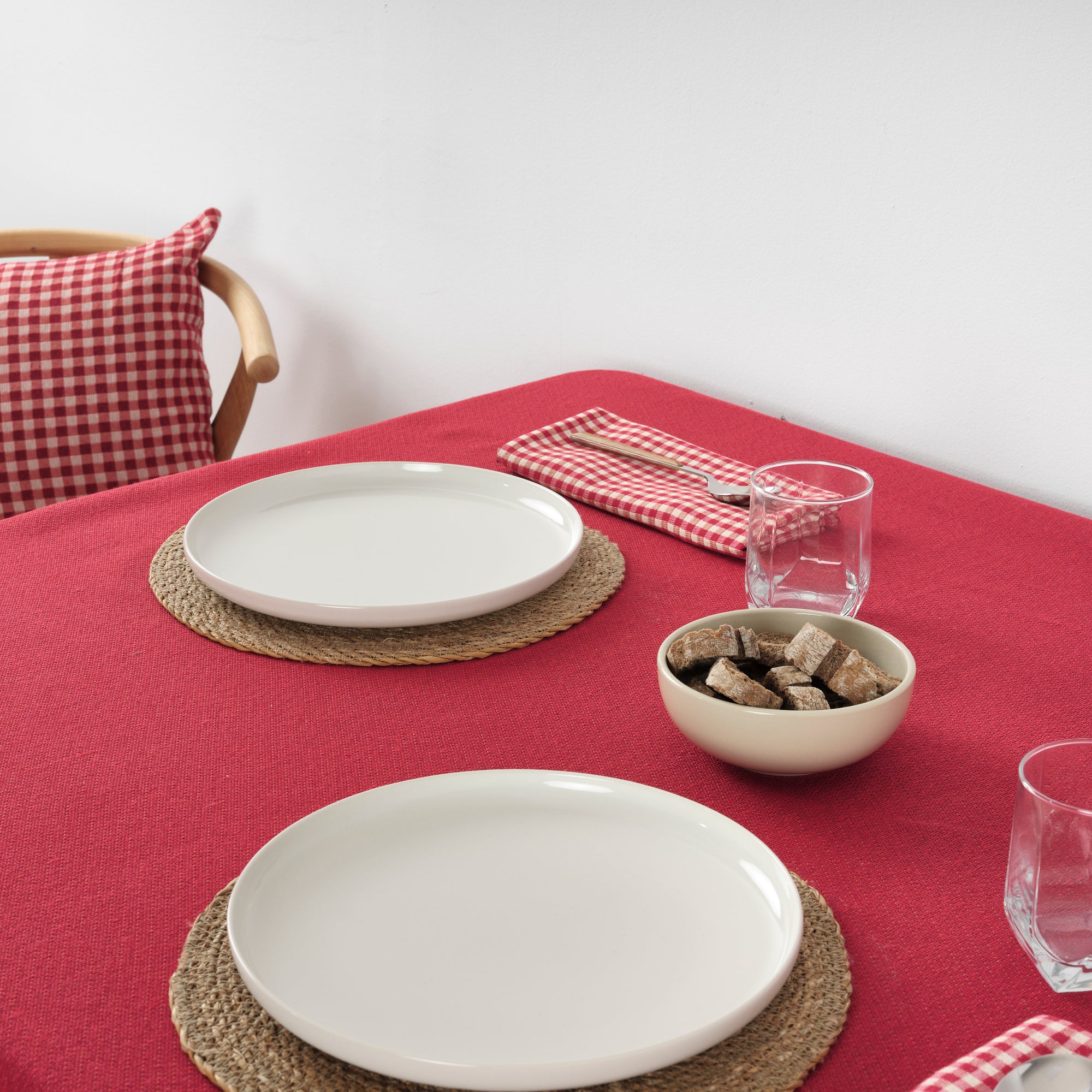 Mantel antimanchas premium jacquard Liso Rojo