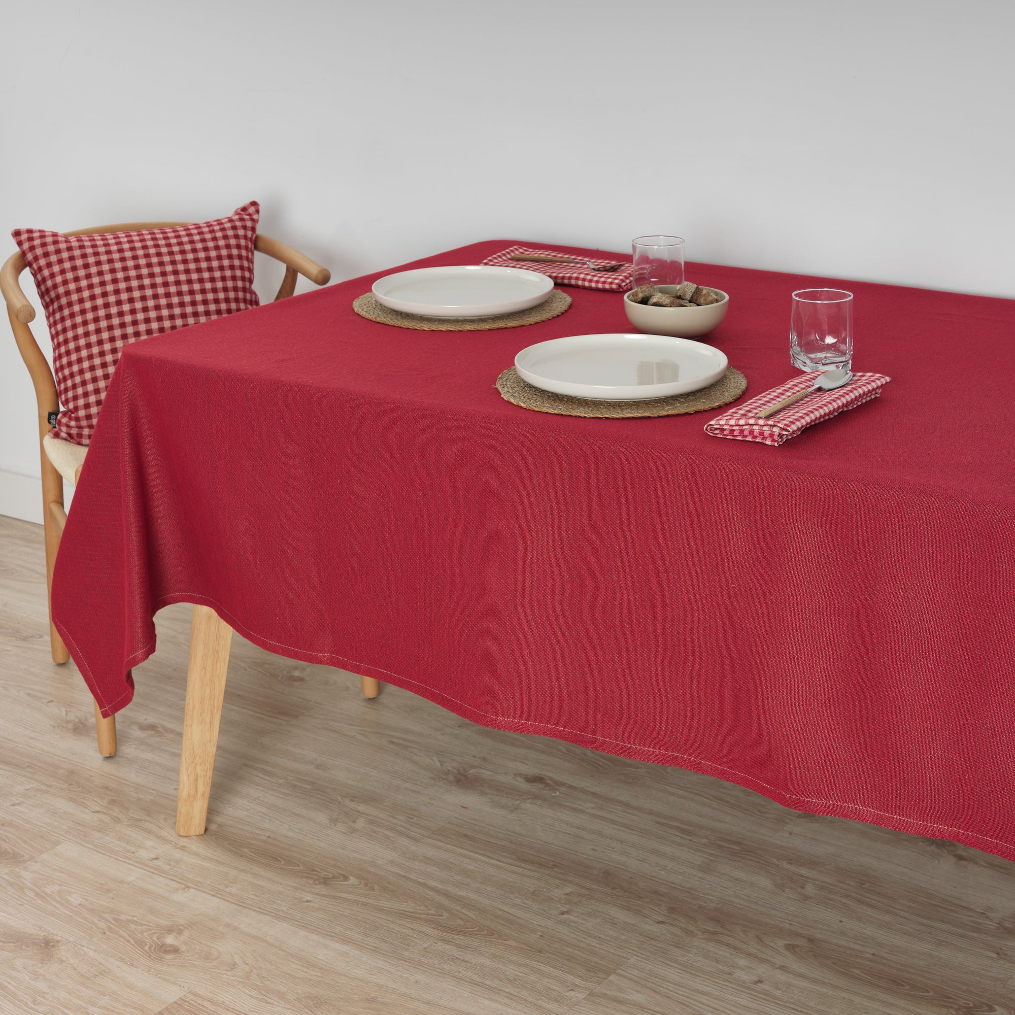 Mantel antimanchas premium jacquard Liso Rojo