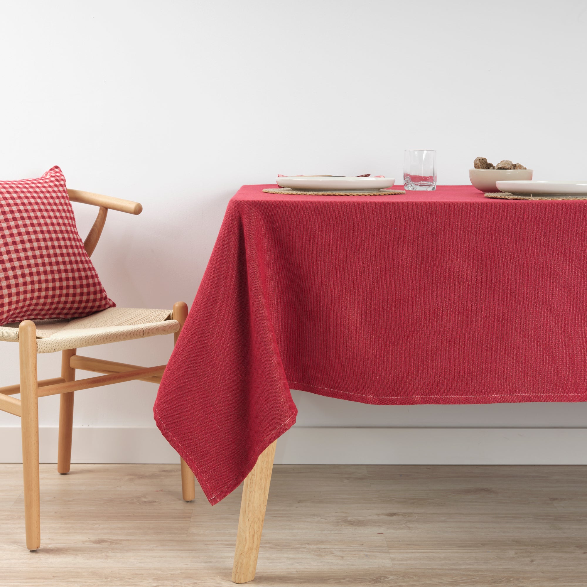 Mantel antimanchas premium jacquard Liso Rojo