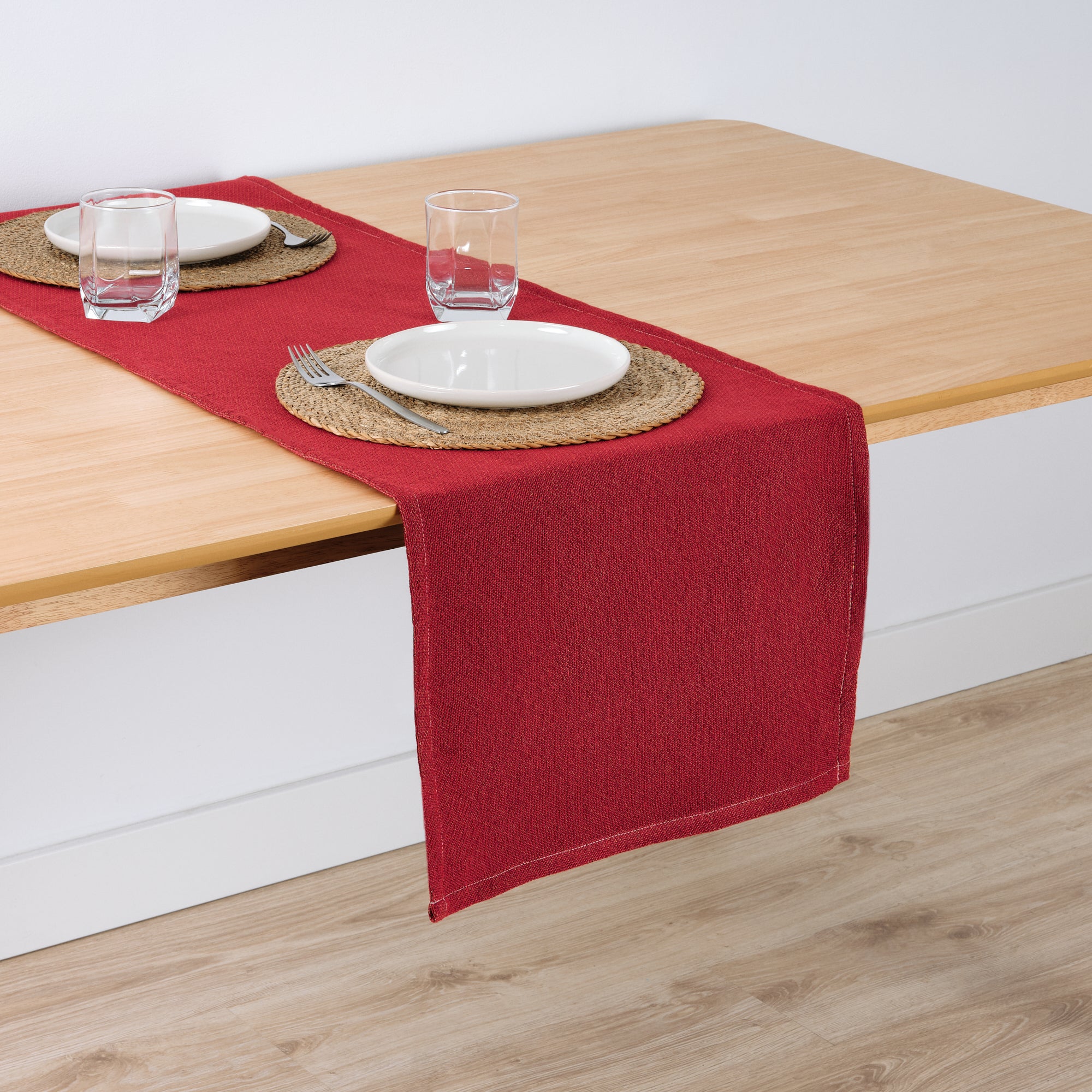 Camino de mesa jacquard Liso Rojo 45x140 cm