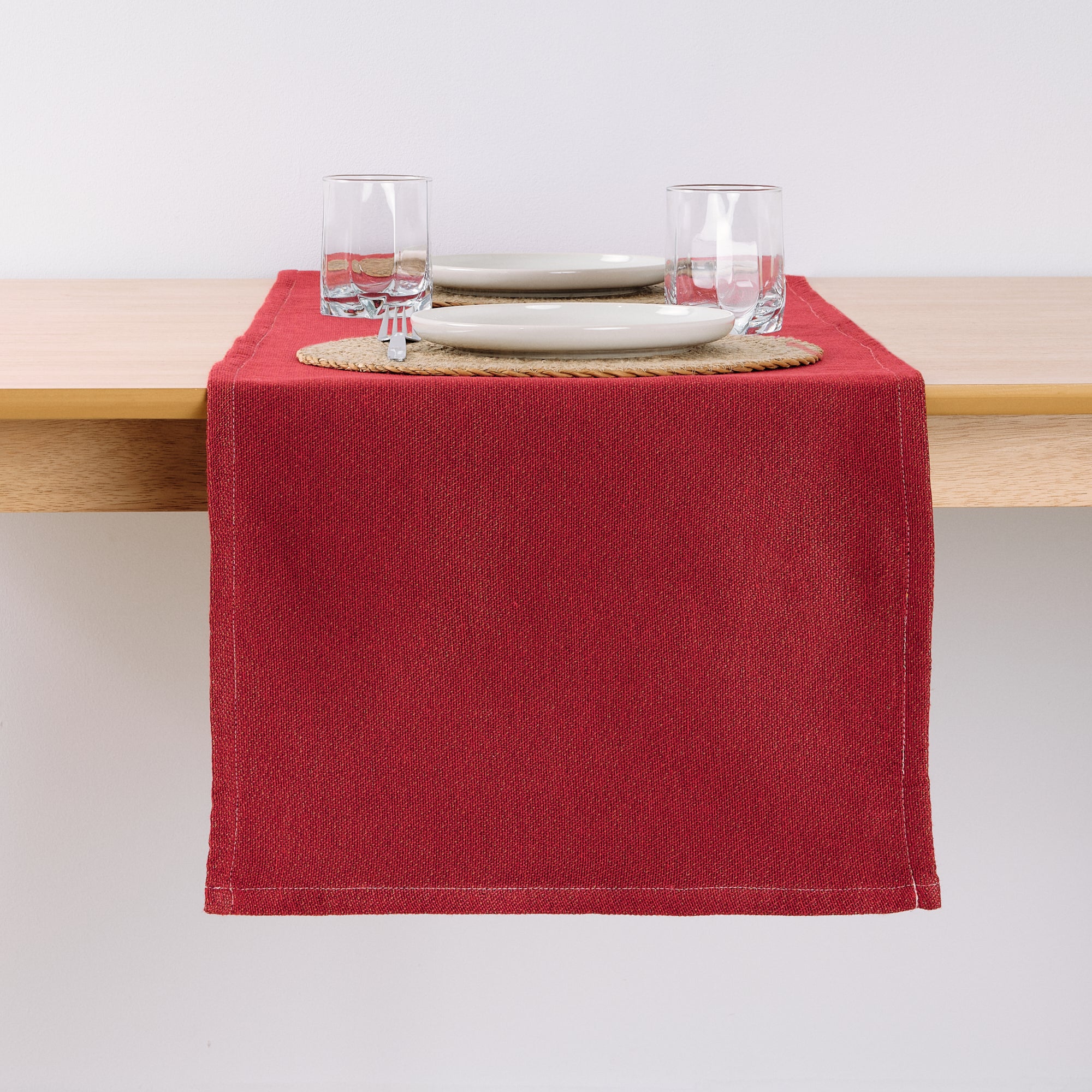 Camino de mesa jacquard Liso Rojo 45x140 cm