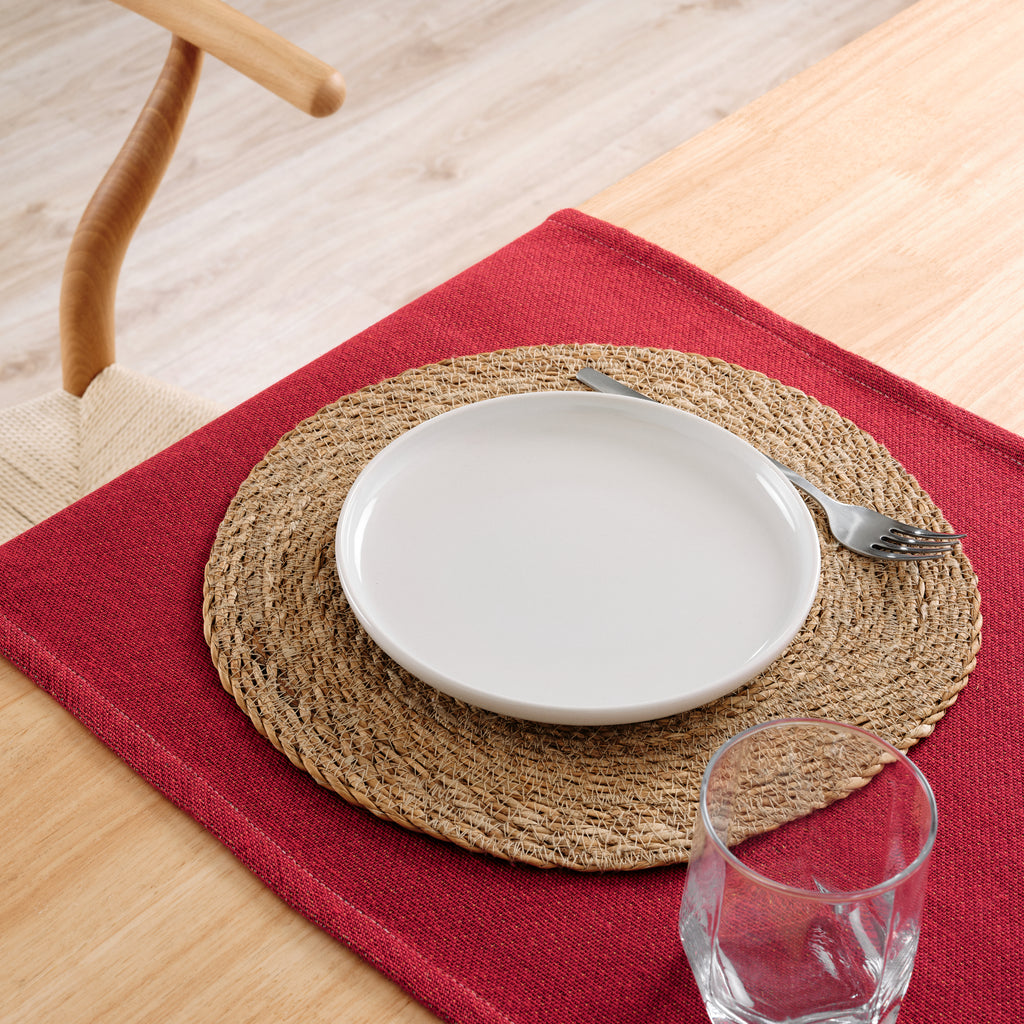 Camino de mesa jacquard Liso Rojo 45x140 cm