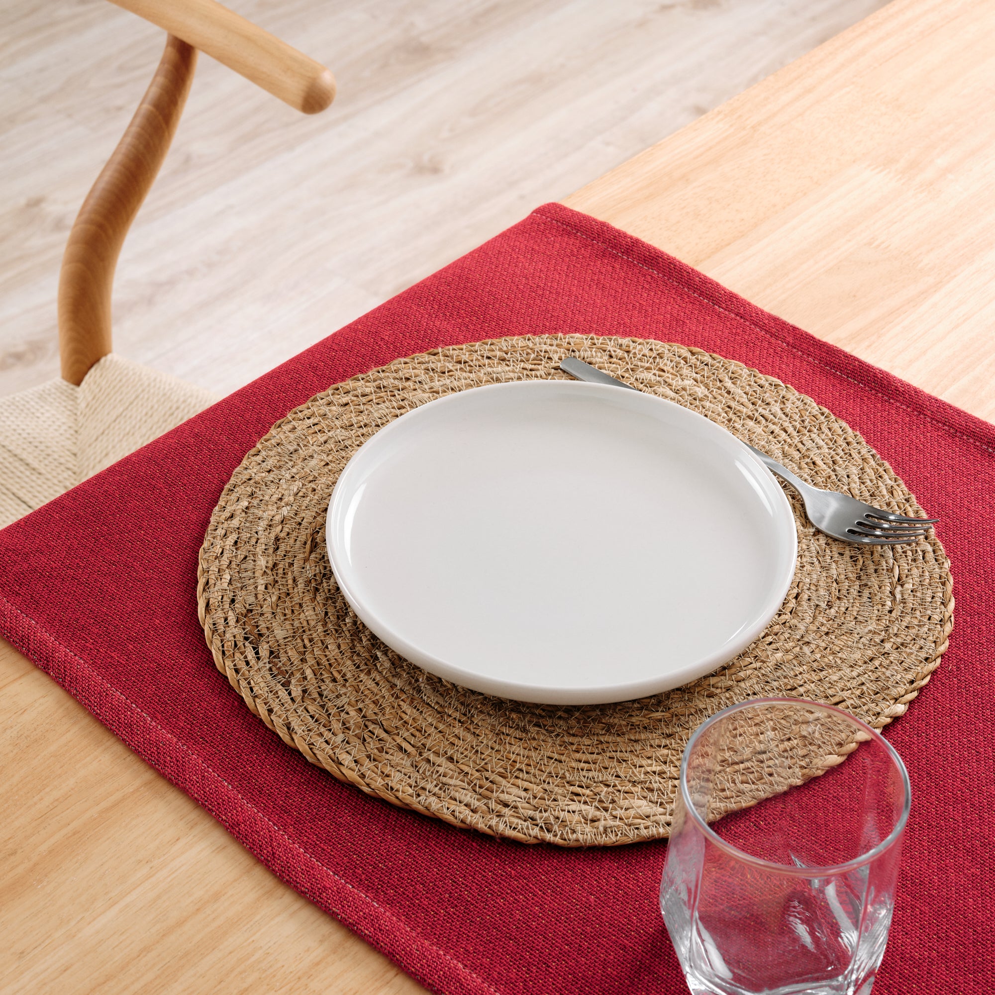 Camino de mesa jacquard Liso Rojo 45x140 cm