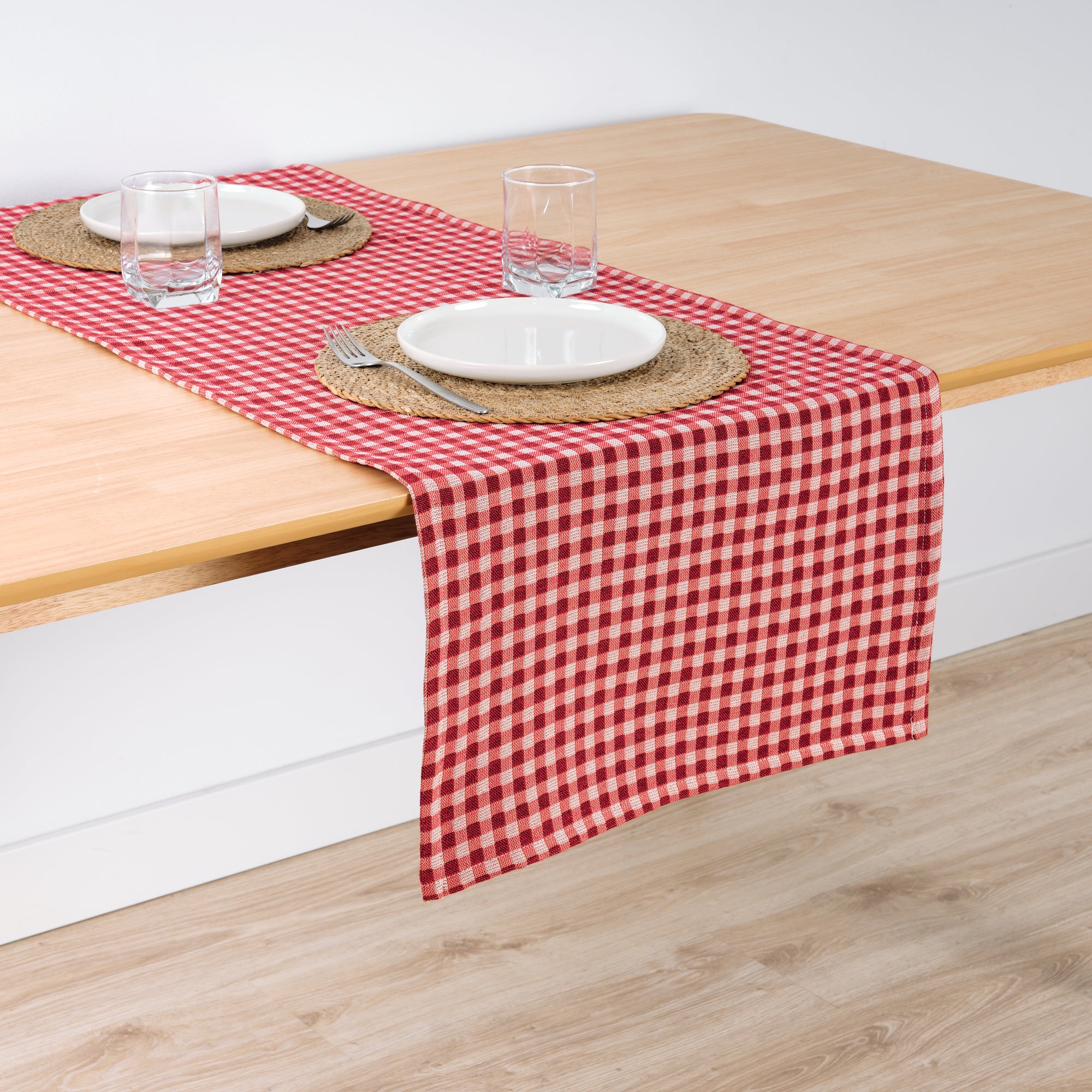 Camino de mesa jacquard Vichy 45x140 cm