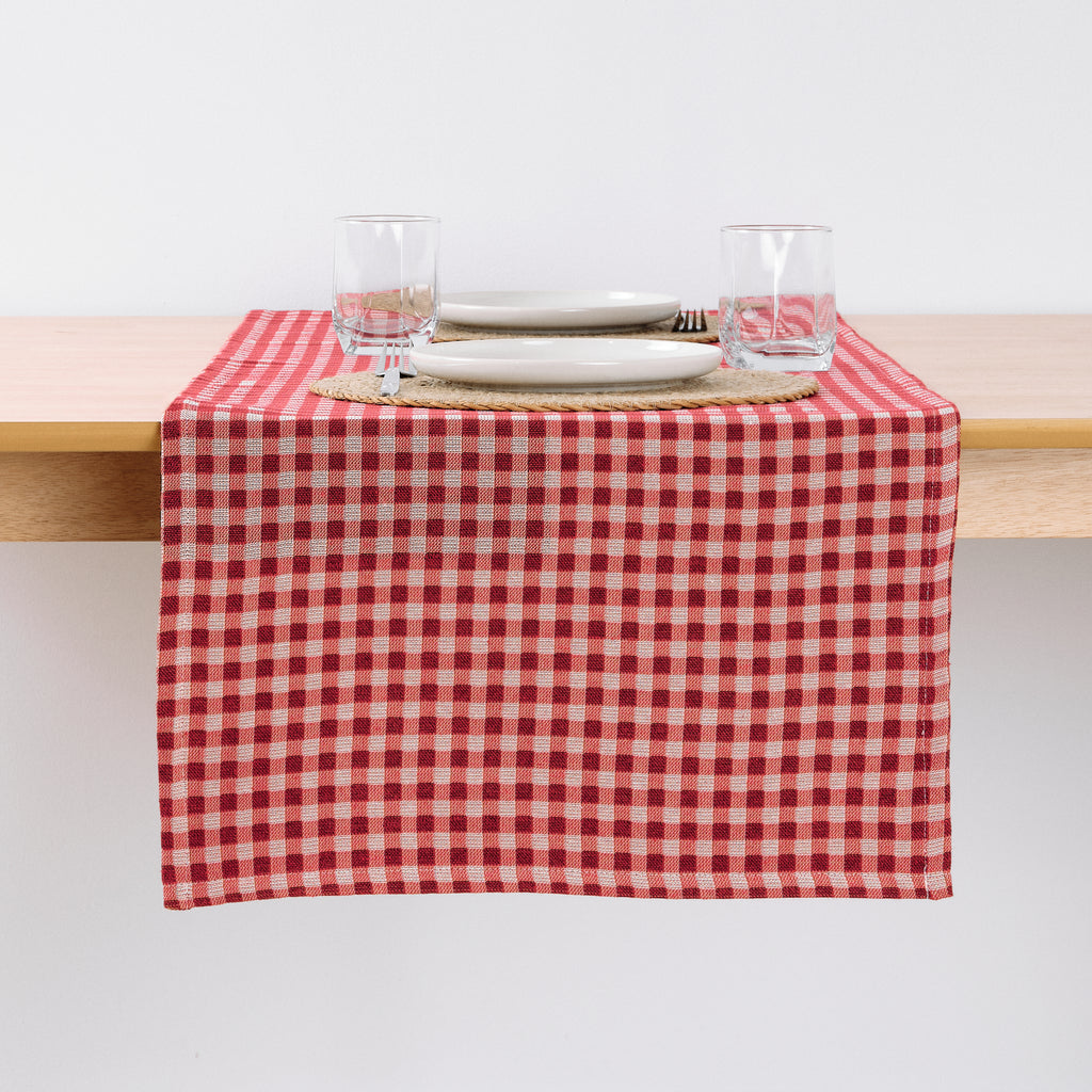 Camino de mesa jacquard Vichy 45x140 cm