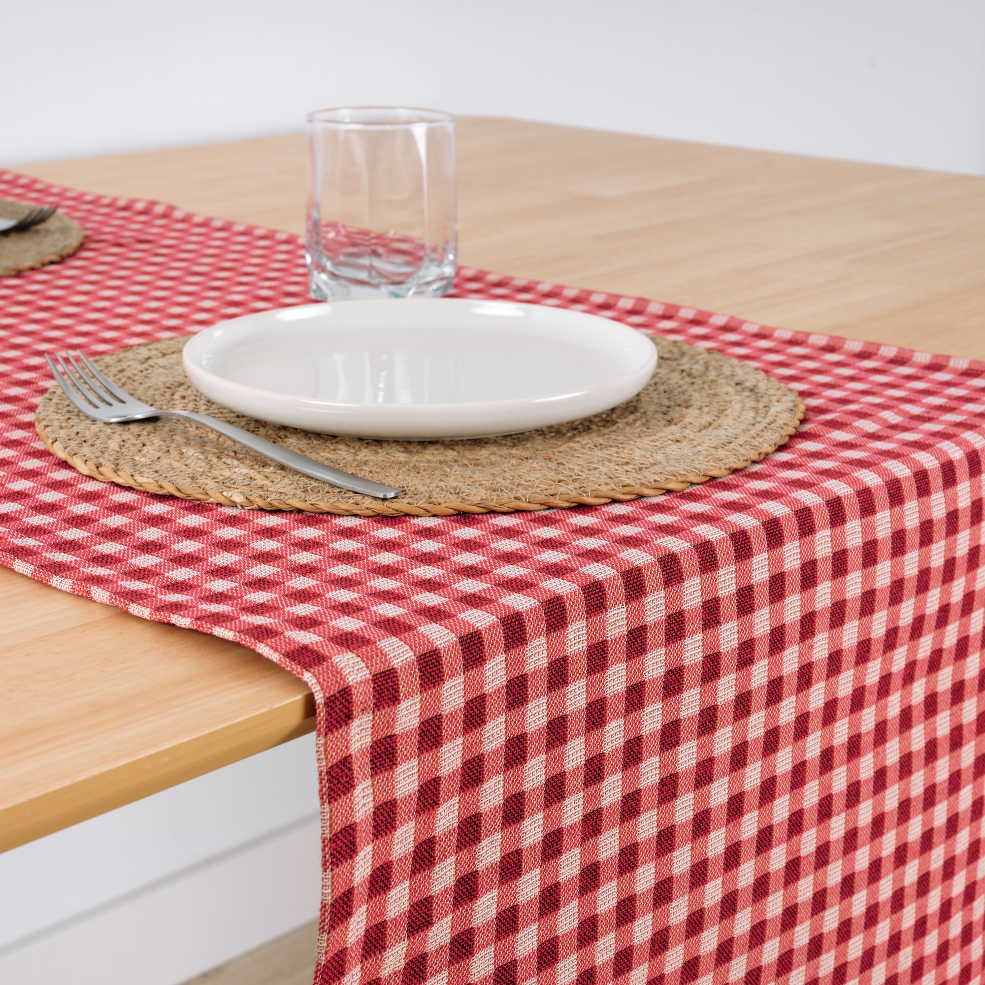 Camino de mesa jacquard Vichy 45x140 cm
