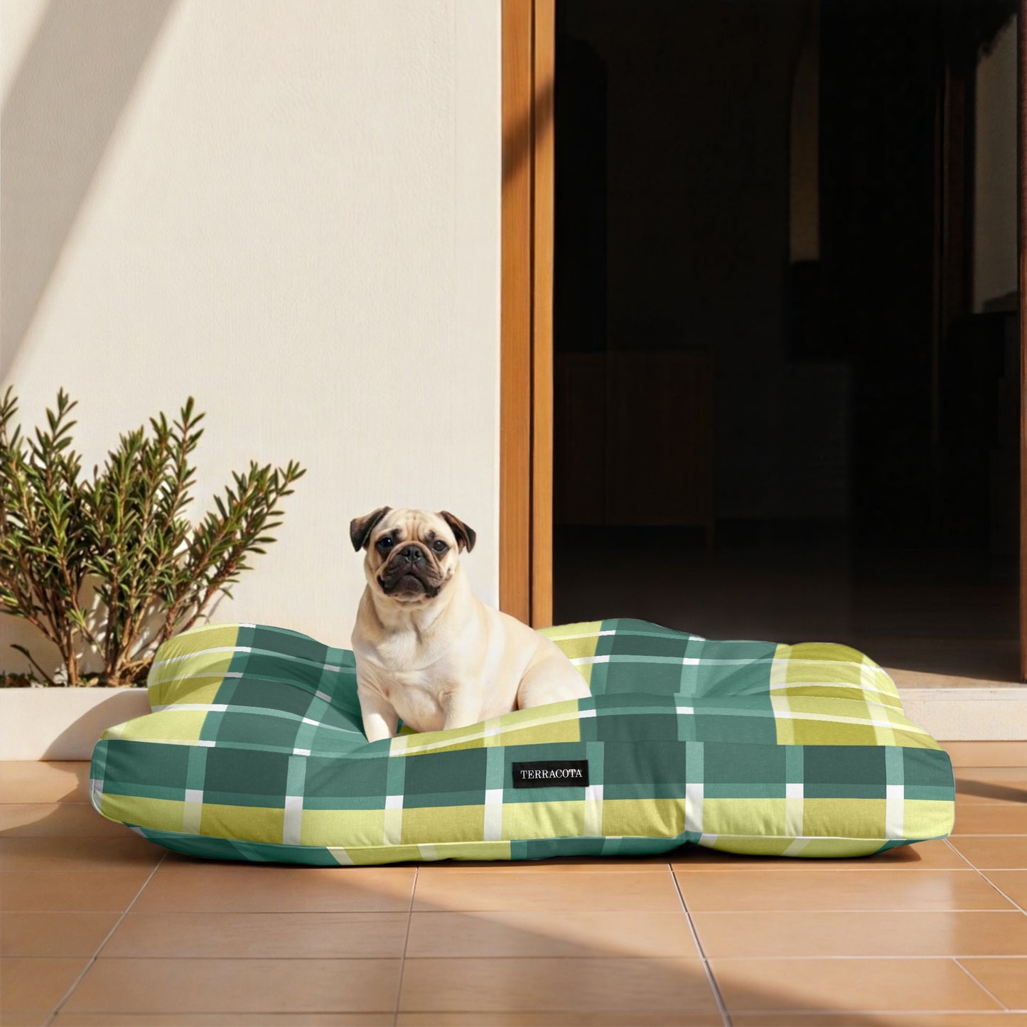 Cama de mascota 100% algodón antimanchas Sutton Esmeralda