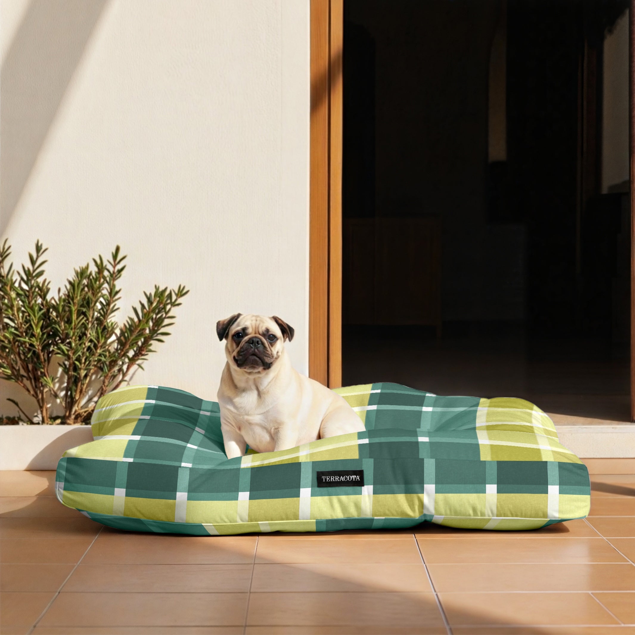Cama de mascota 100% algodón antimanchas Sutton Esmeralda