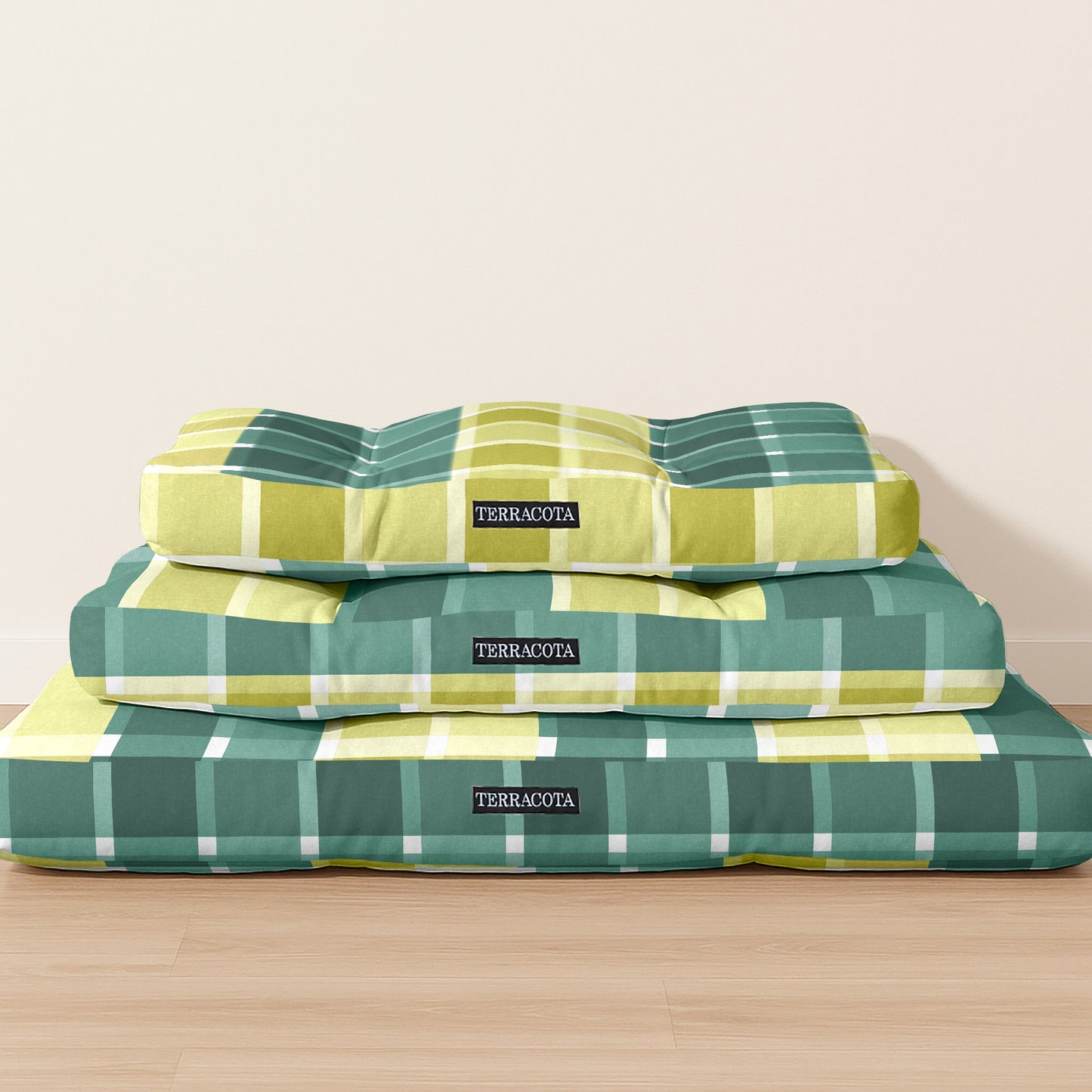 Cama de mascota 100% algodón antimanchas Sutton Esmeralda