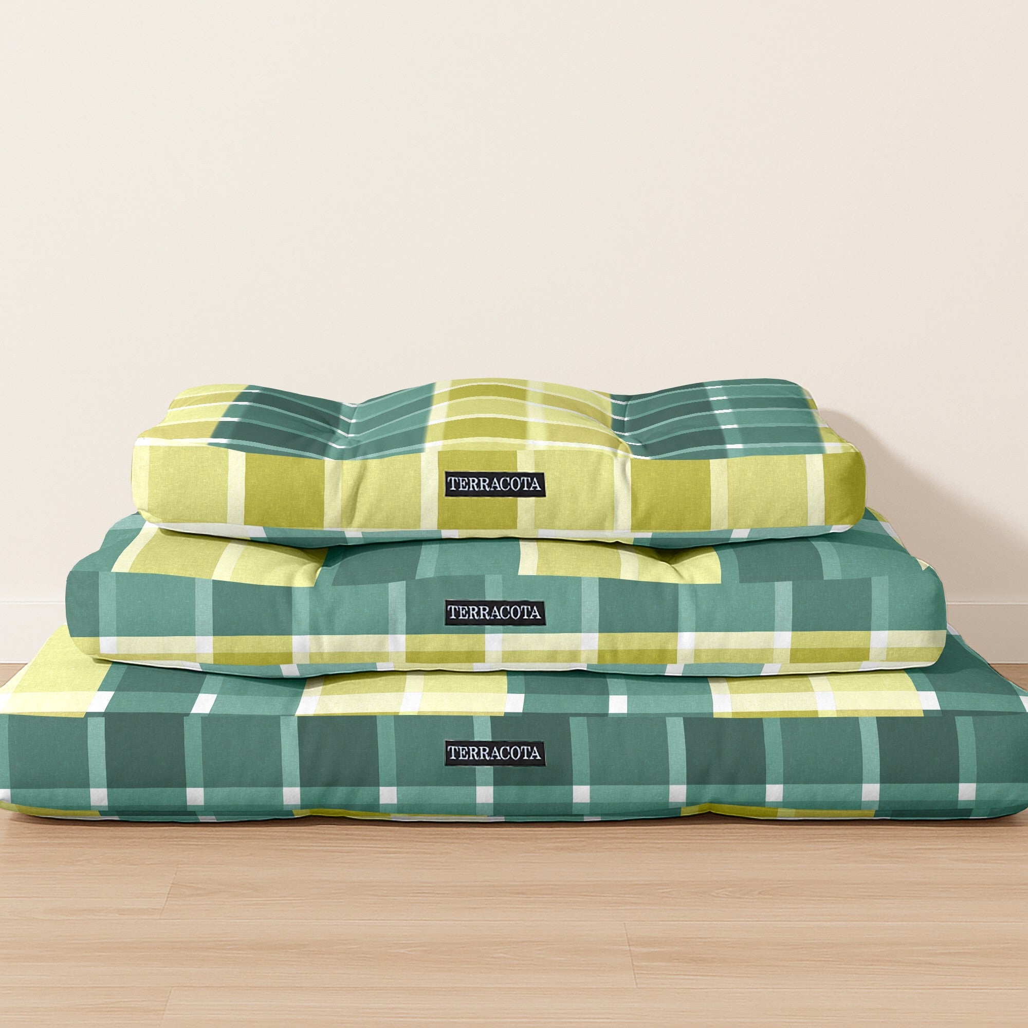 Cama de mascota 100% algodón antimanchas Sutton Esmeralda