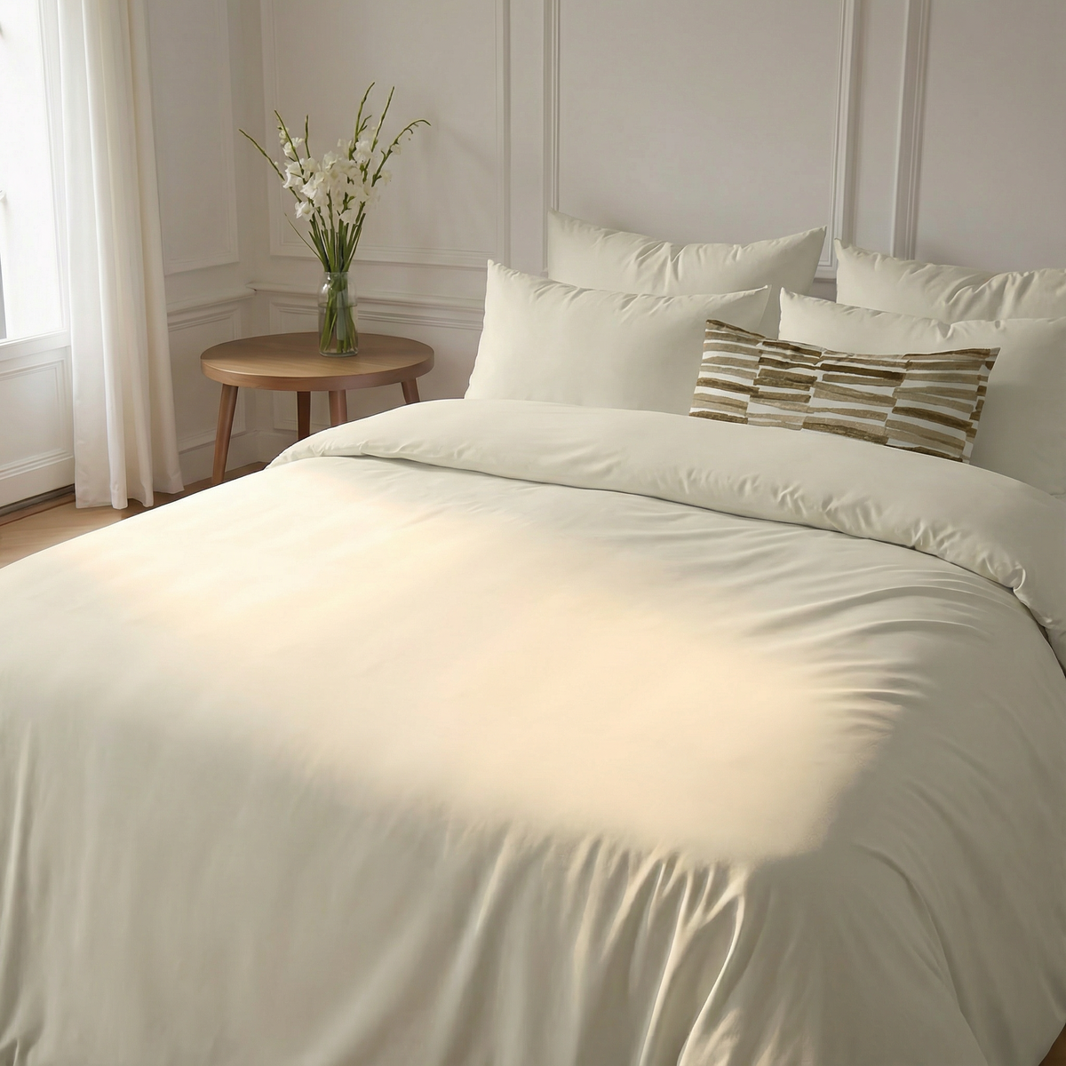 Housse de couette en percale 200 fils, naturelle