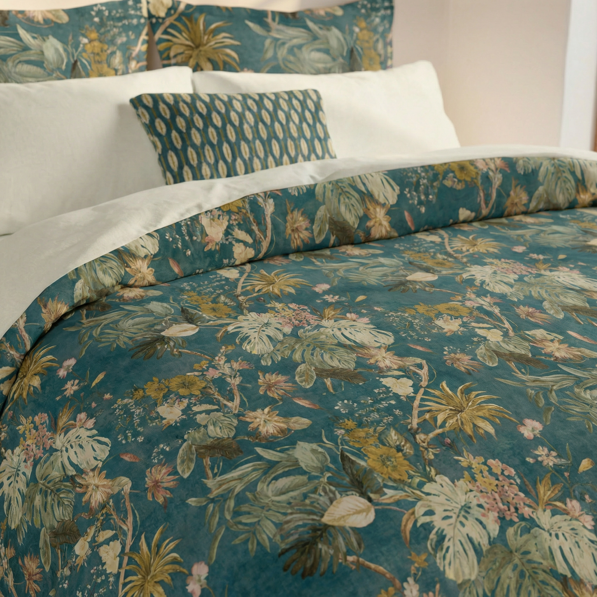 Housse de couette en percale Aspe Blue, 200 fils au pouce carré