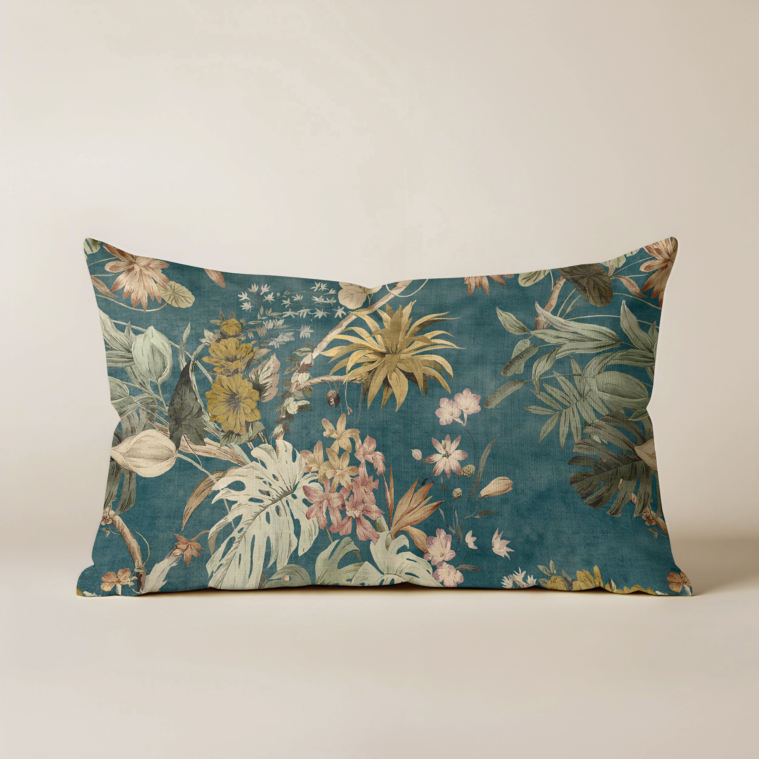 Housse de coussin 100 % coton 30 x 50 cm Bleu Aspe