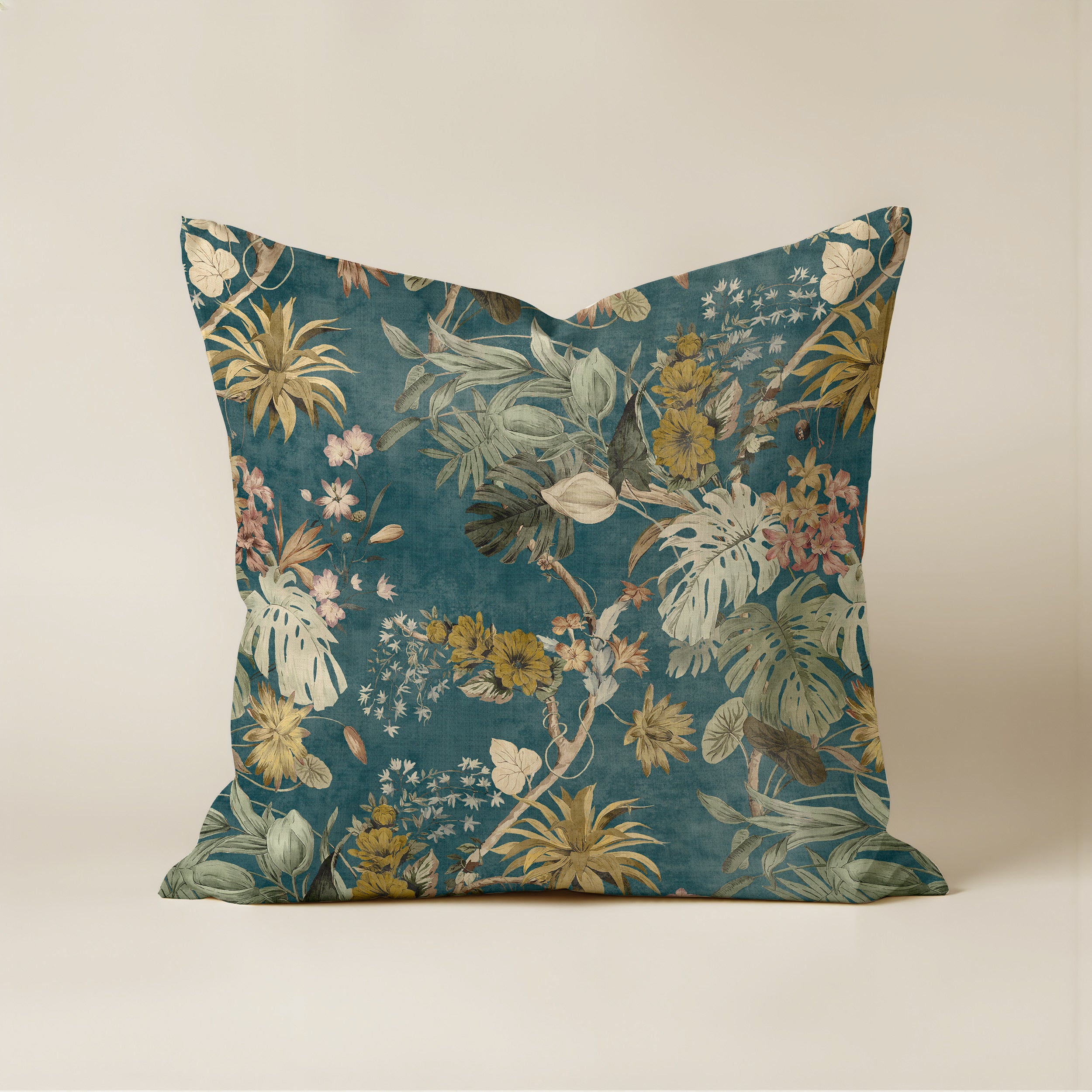 Housse de coussin 100 % coton 50 x 50 cm Bleu Aspe