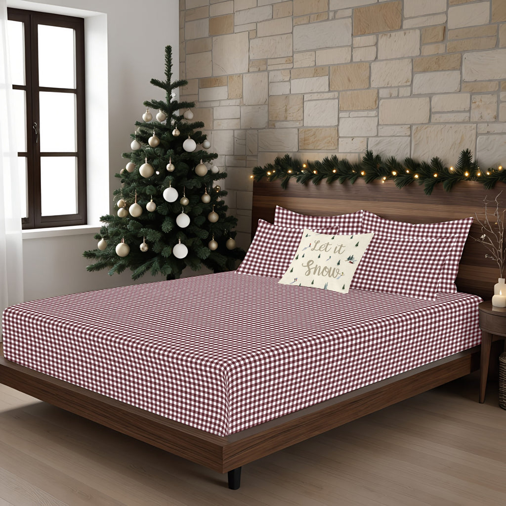 100% cotton Vichy Christmas fitted sheet