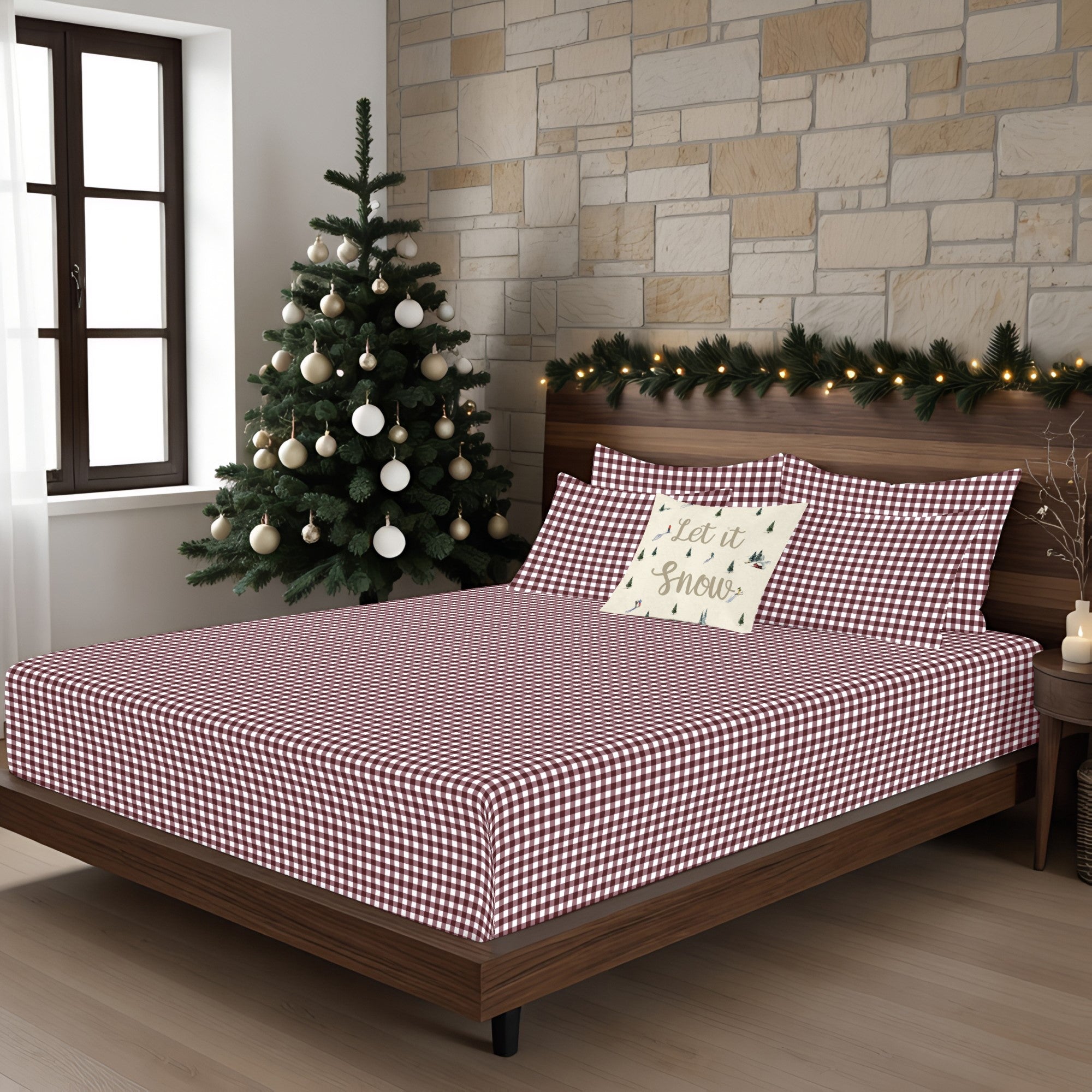 Christmas Vichy 100% cotton sheet set