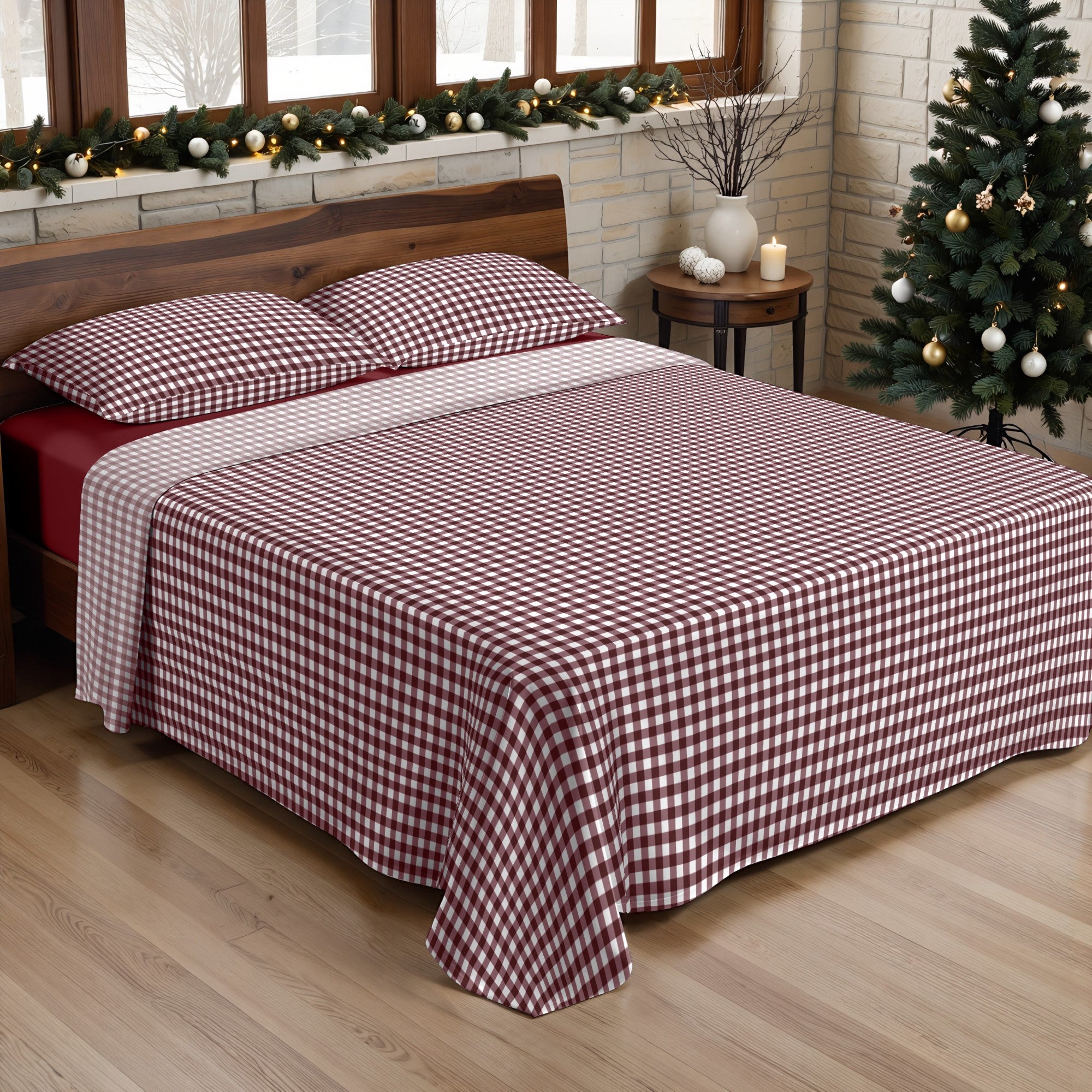 Christmas Vichy 100% cotton sheet set