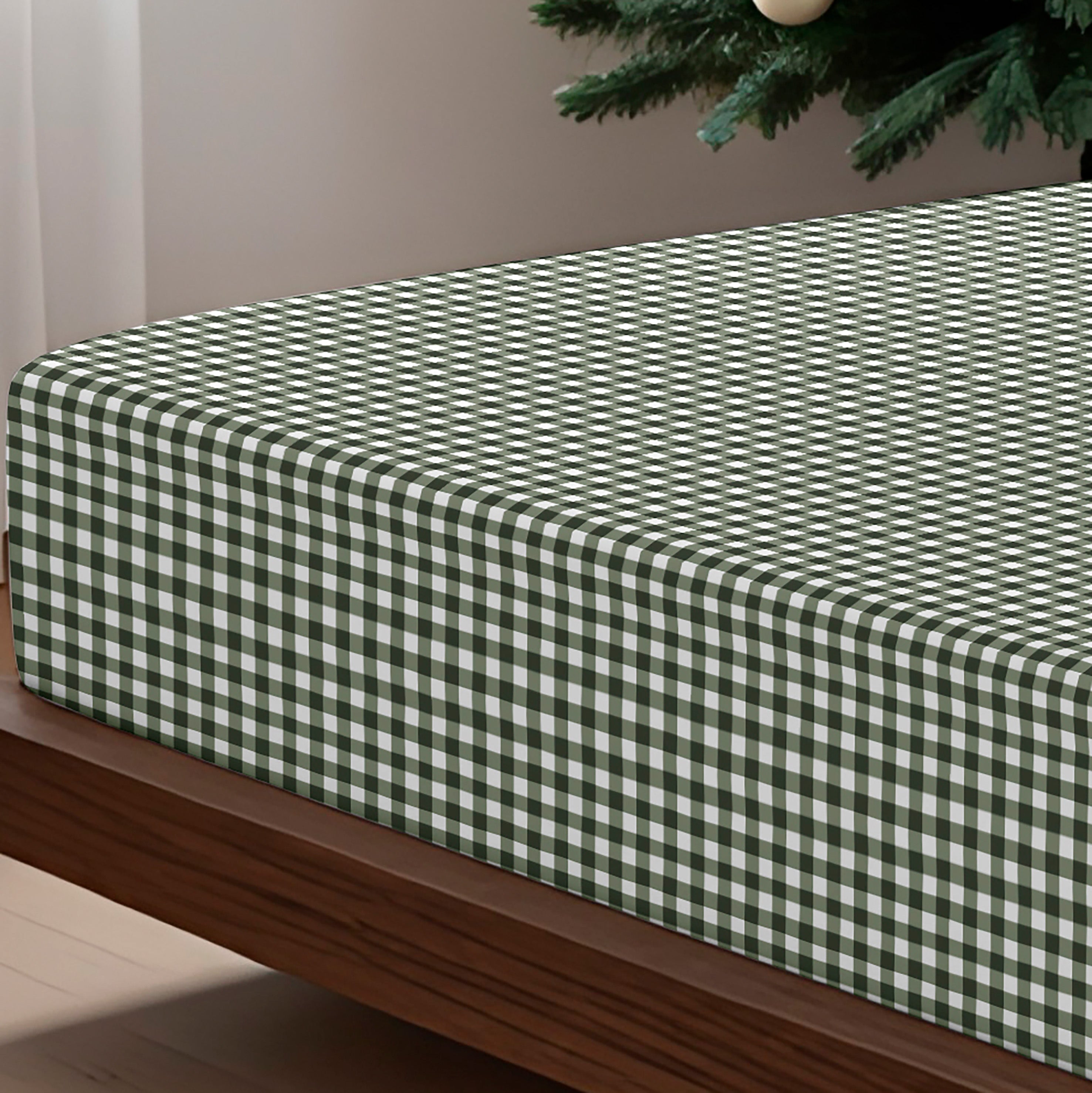 Christmas Vichy Green Sheet Set 100% Cotton
