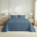 Plain quilted bedspread, Ash Blue, soft to the touch