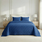 Plain quilted bedspread, Cobalt Blue, soft to the touch