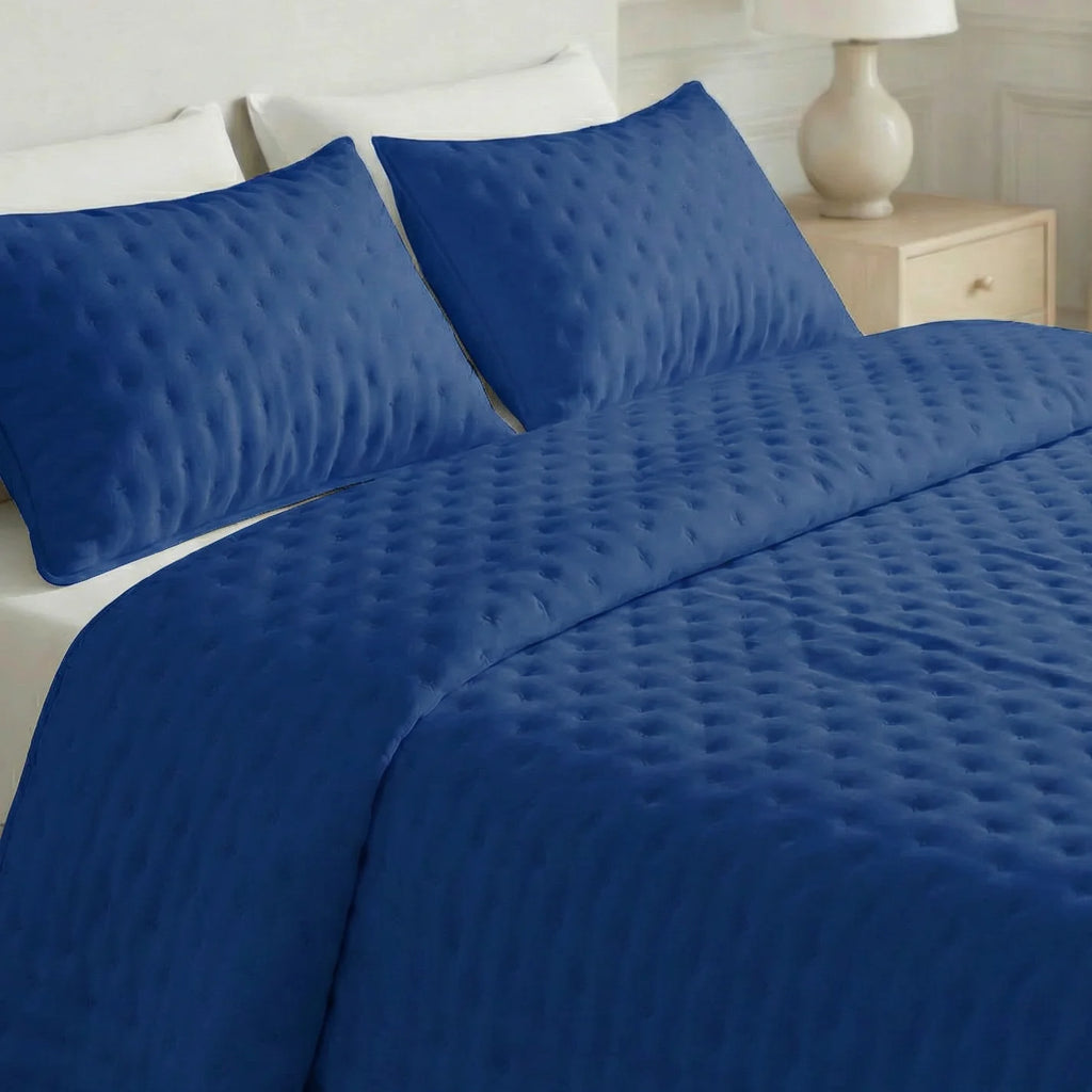Plain quilted bedspread, Cobalt Blue, soft to the touch