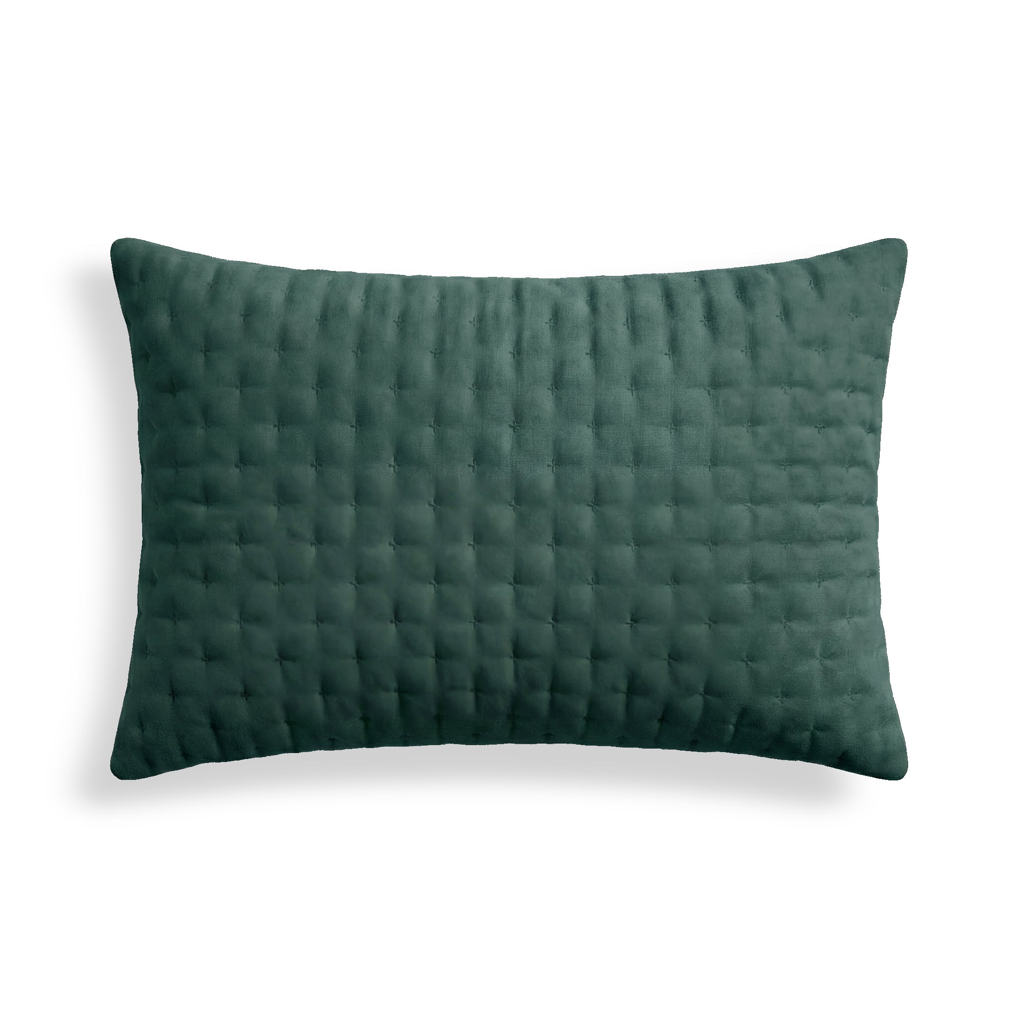 Housse de coussin matelassée unie bleu émeraude 30x50 cm