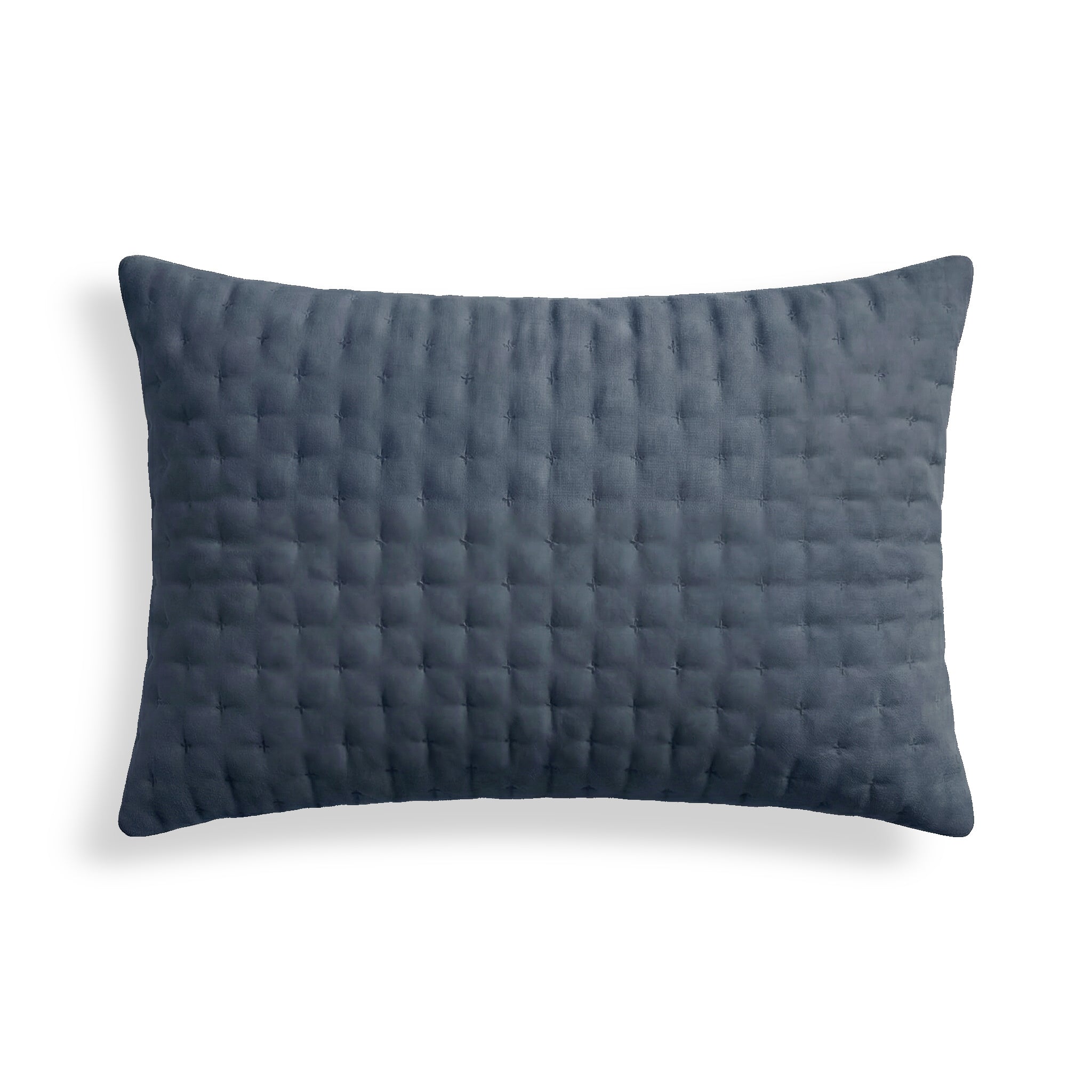 Housse de coussin matelassée unie bleu foncé 30x50 cm