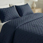 Colcha lisa acolchada Azul Oscuro tacto suave