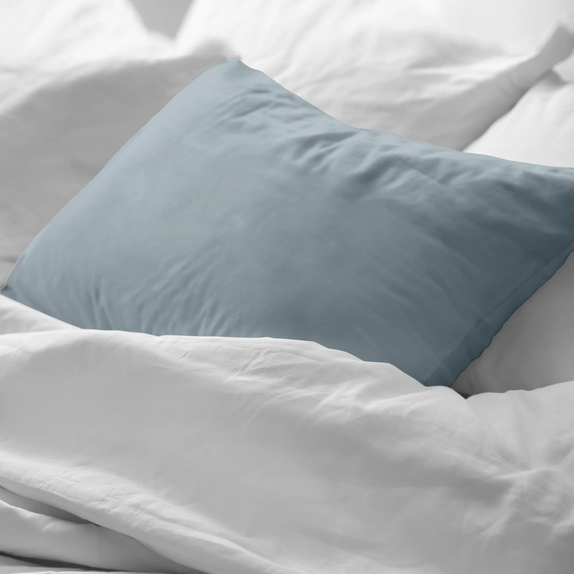 Funda de almohada percal 200 hilos lisa Azul Soft