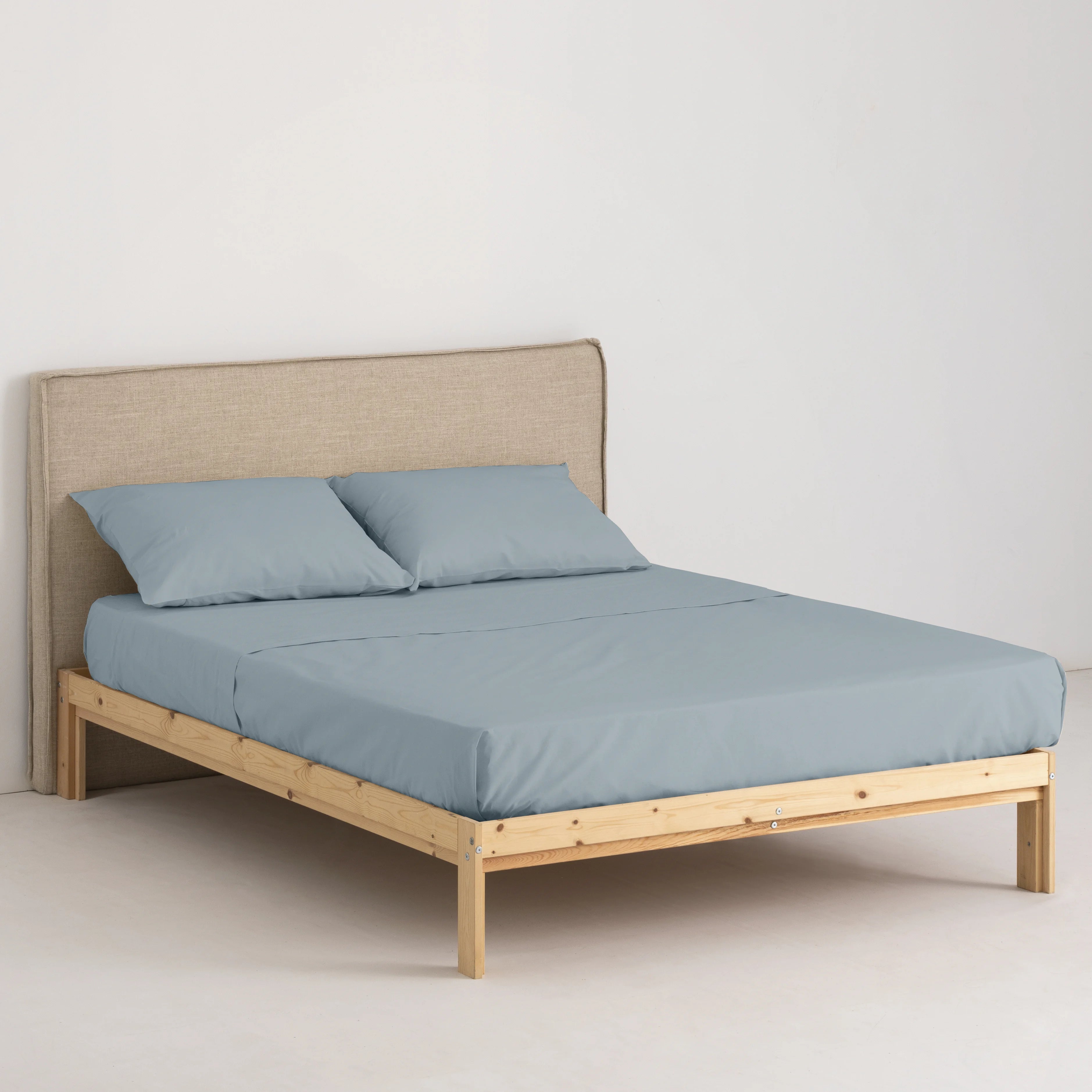 Parure de draps en percale 200 fils, bleu clair