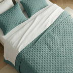 Couvre-lit matelassé uni, bleu turquoise, doux au toucher